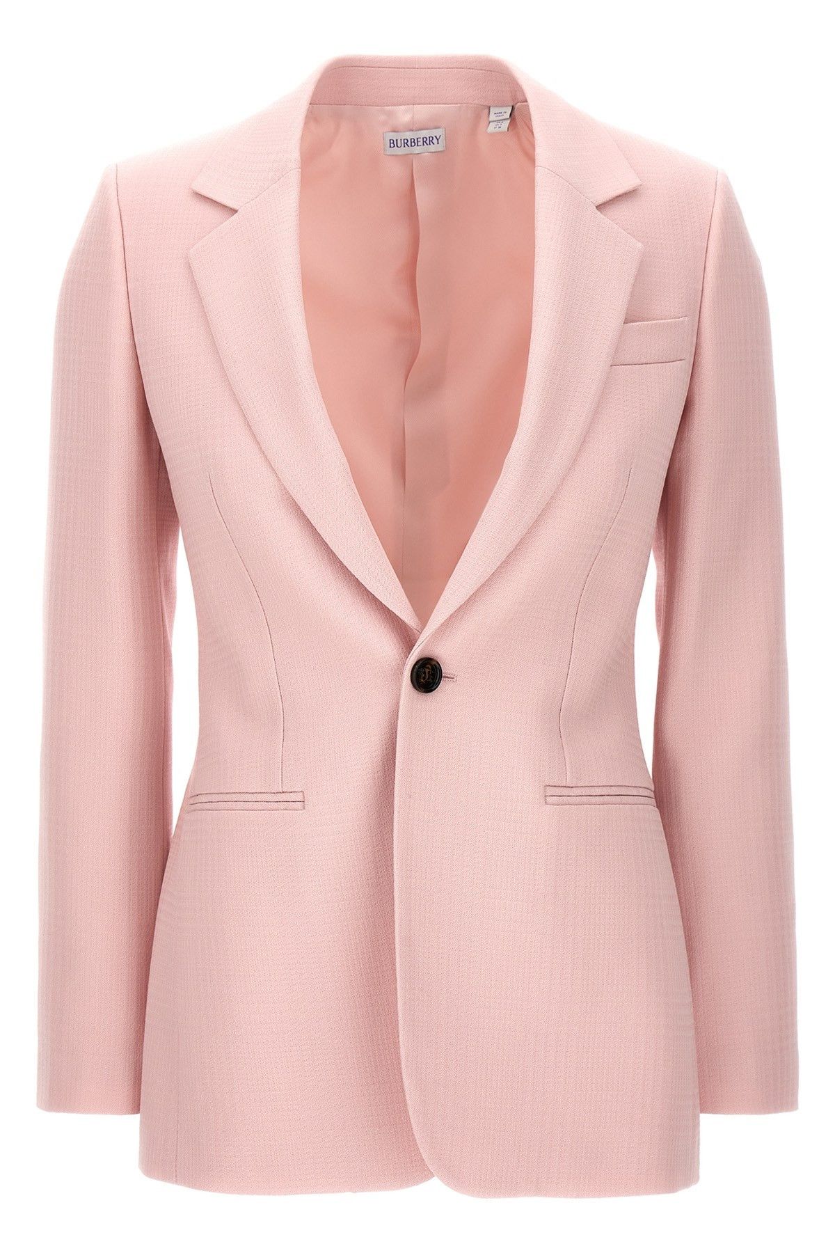 image of Burberry Single-Breasted Tailored Blazer in Pink, Women's (Size XS)