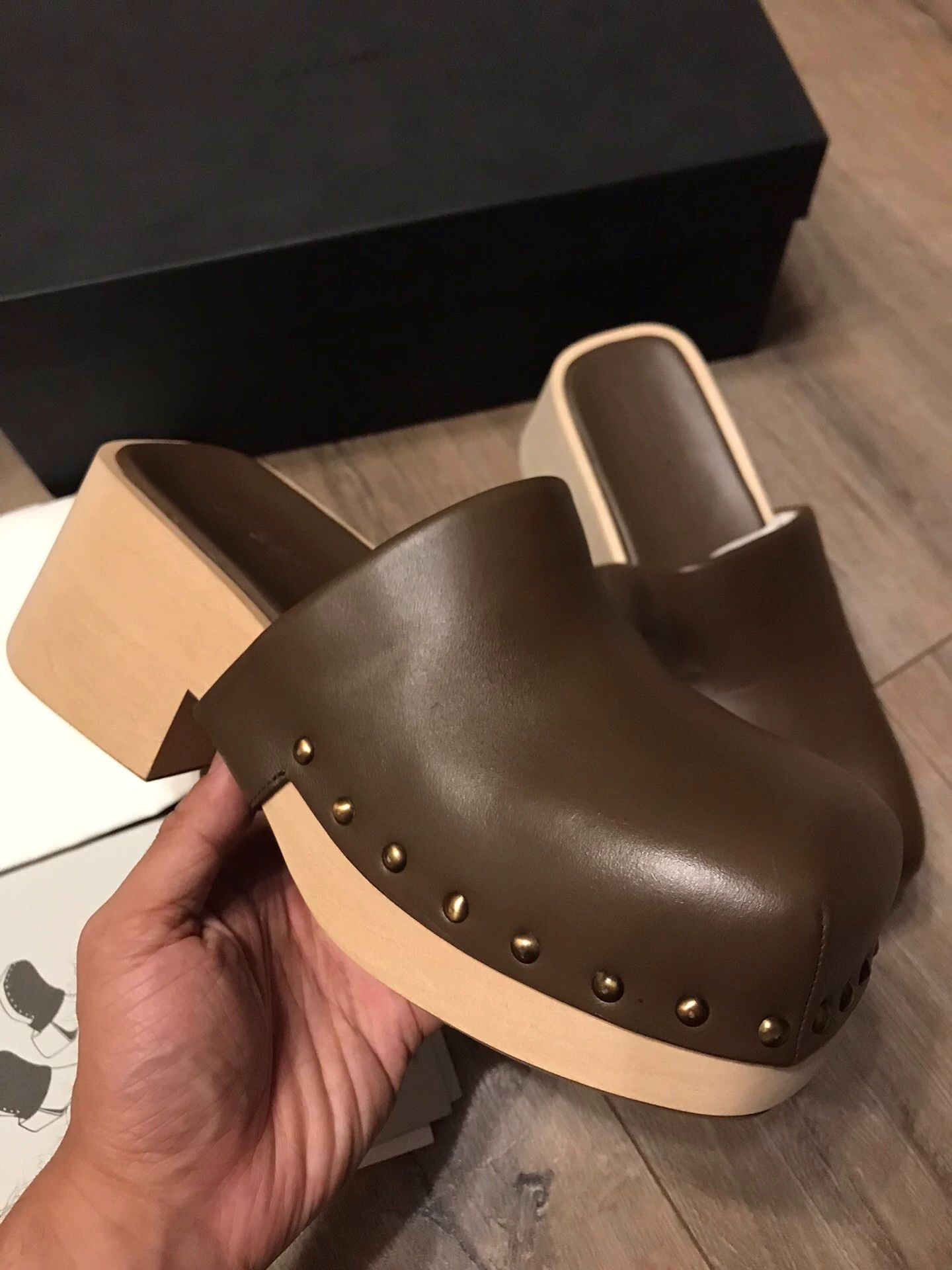 Marsell Marsell Chocolate Brown Stud Square Toe Platform Mules 37 Size US 6.5 / IT 36.5 - 2 Thumbnail