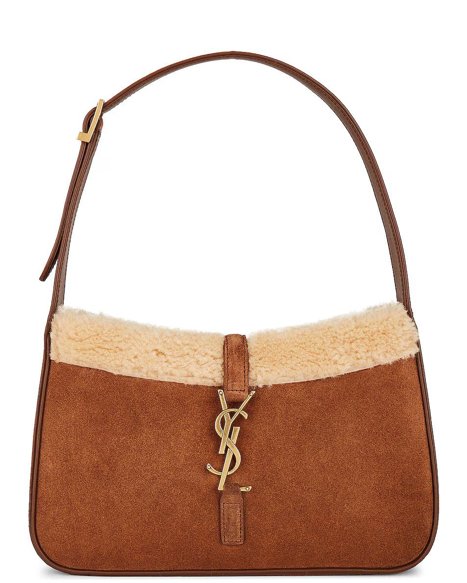 Saint Laurent Paris o1bcso1str0325 Size: OS/Le 5 A 7 In Suede Shearling in Brown Size ONE SIZE - 1 Thumbnail