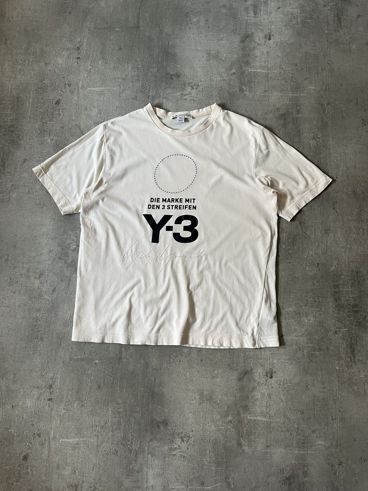 Y-3 Yohji Yamamoto Adidas embroidered logo T-shirt beige