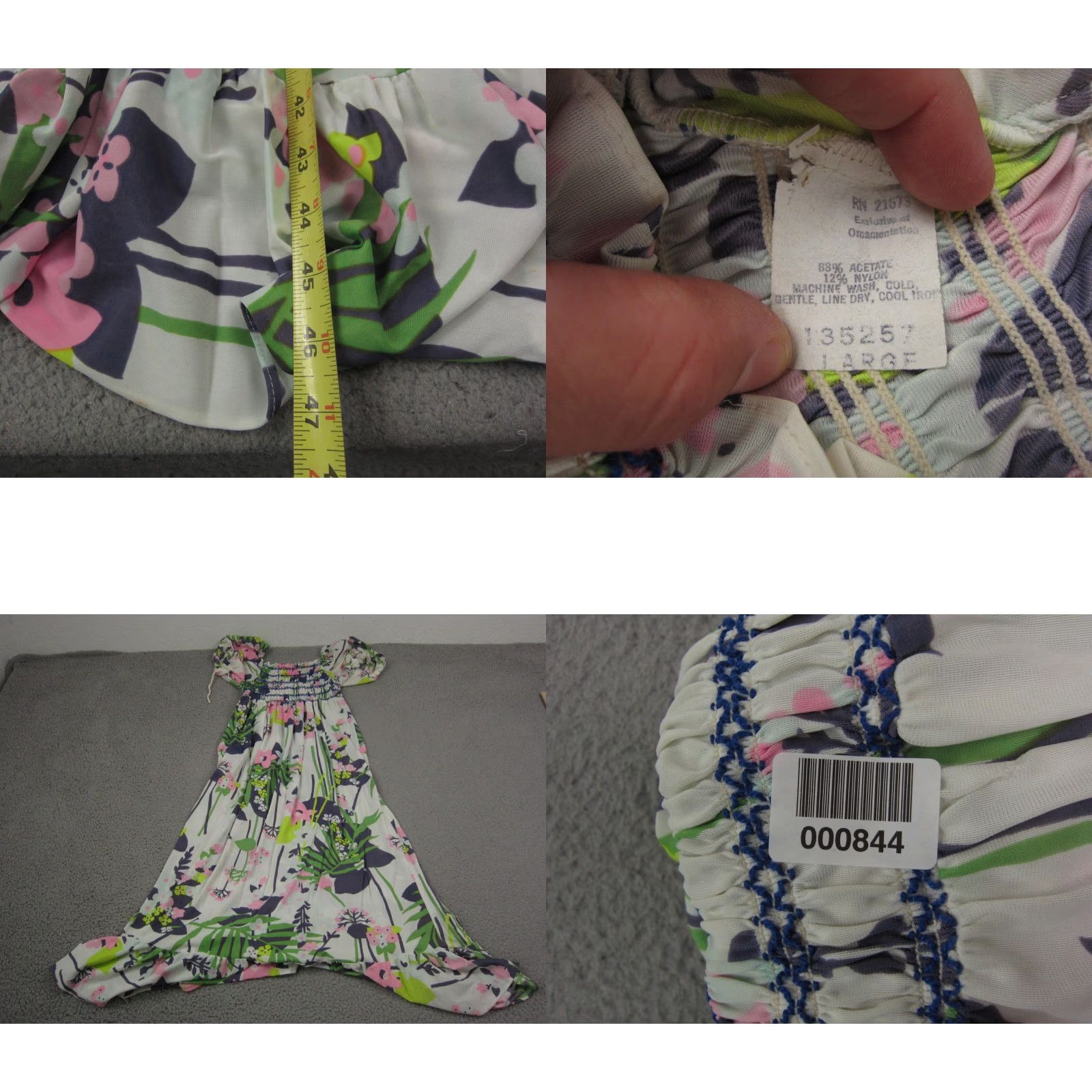 Vintage True Vintage Mod Dress Womens Large White Purple Floral Off Shoulder Smocked 70s Size L / US 10 / IT 46 - 8 Thumbnail