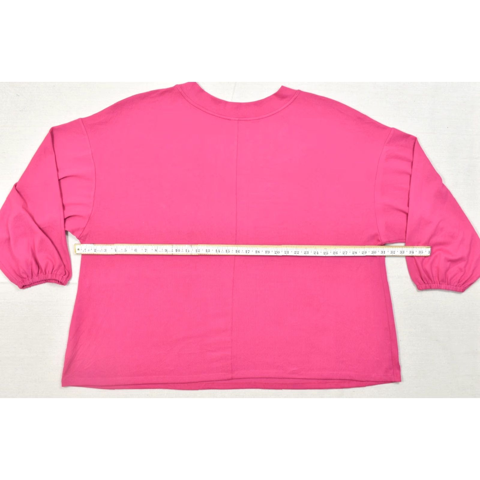 Vintage Lane Bryant Women's Plus Size 30/32 Pink V-Neck 3/4 Bubble Sleeve Pullover Top Blouse Size 4XL / US 24-26 - 3 Thumbnail