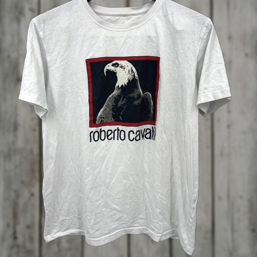 Roberto Cavalli Roberto Cavalli Eagle Graphic Print T-Shirt Men’s L Regular Fit White 100% Cotton Preppy Size US L / EU 52-54 / 3 - 1 Thumbnail