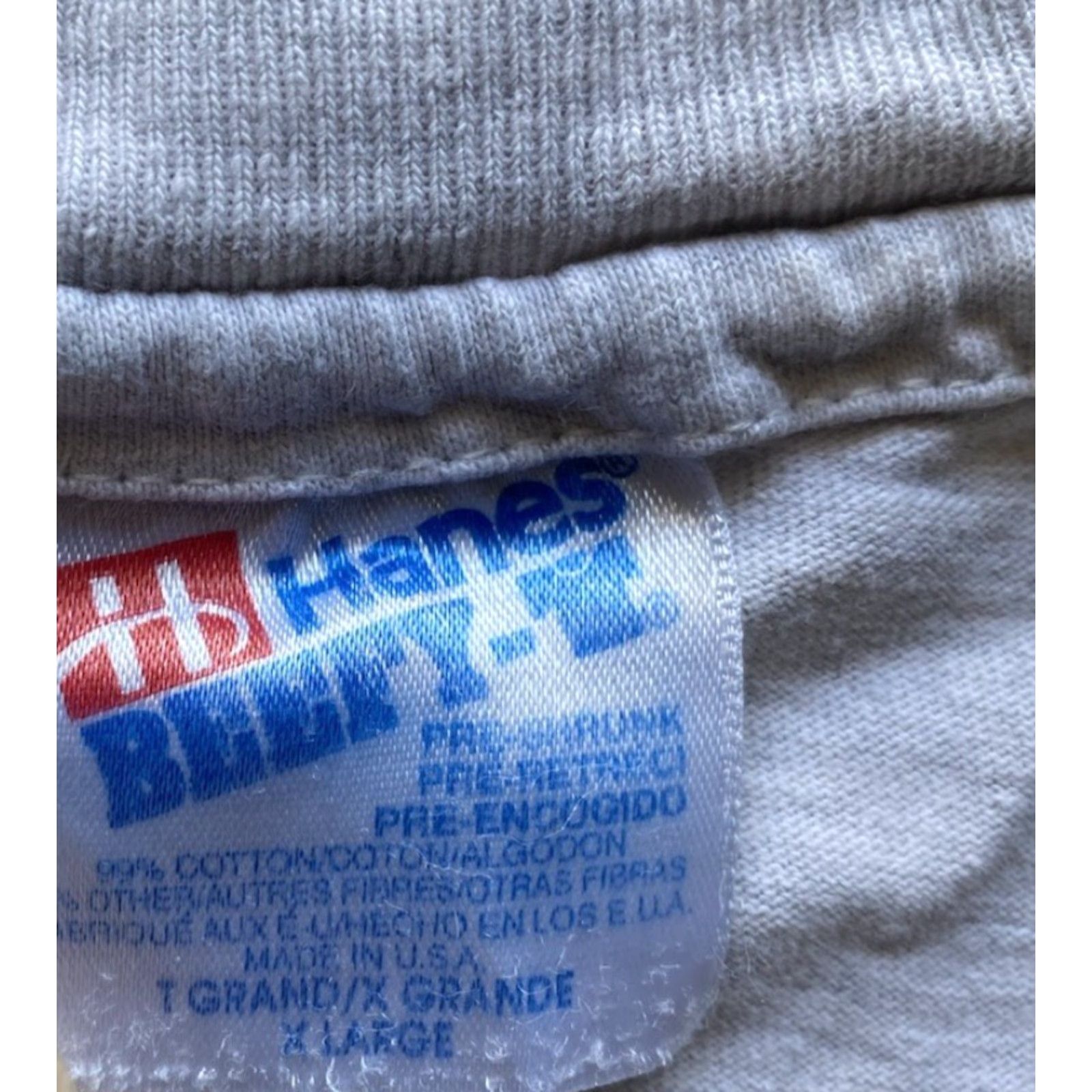 Hanes VINTAGE Hanes Beefy-T T-Shirt Men XL Gray Nature Wolf AOP Short Sleeve 90s Mens Size US XL / EU 56 / 4 - 2 Thumbnail