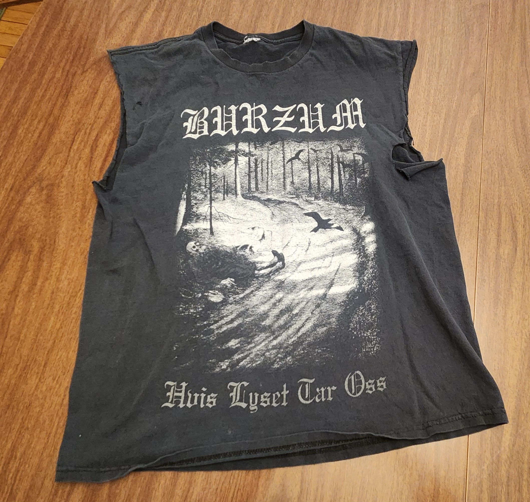 image of Band Tees x Vintage Burzum Huis Lyset Tar Oss Black Metal Band Shirt, Men's (Size Large)