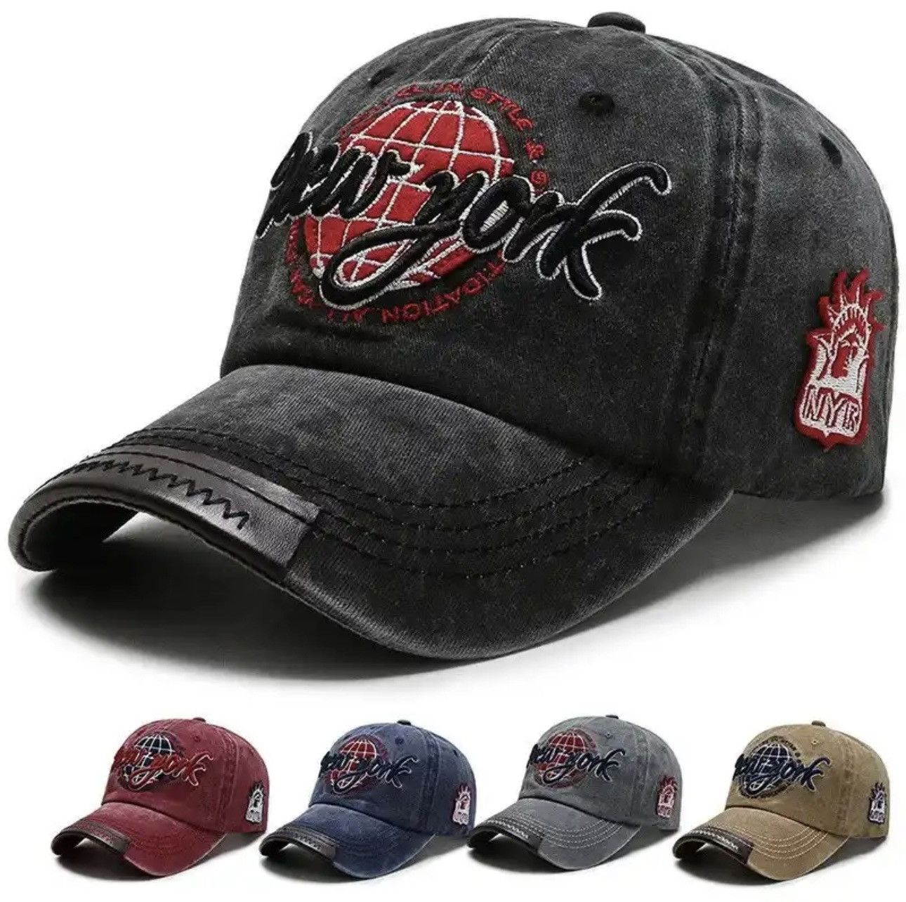 Designer New Distressed Cotton Washed Baseball Cap Outdoor Casual Size ONE SIZE - 2 Thumbnail