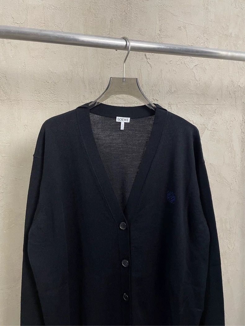 Loewe loewe Black embroidered blue logo wool cardigan 2506-Nextar Size US M / EU 48-50 / 2 - 3 Thumbnail