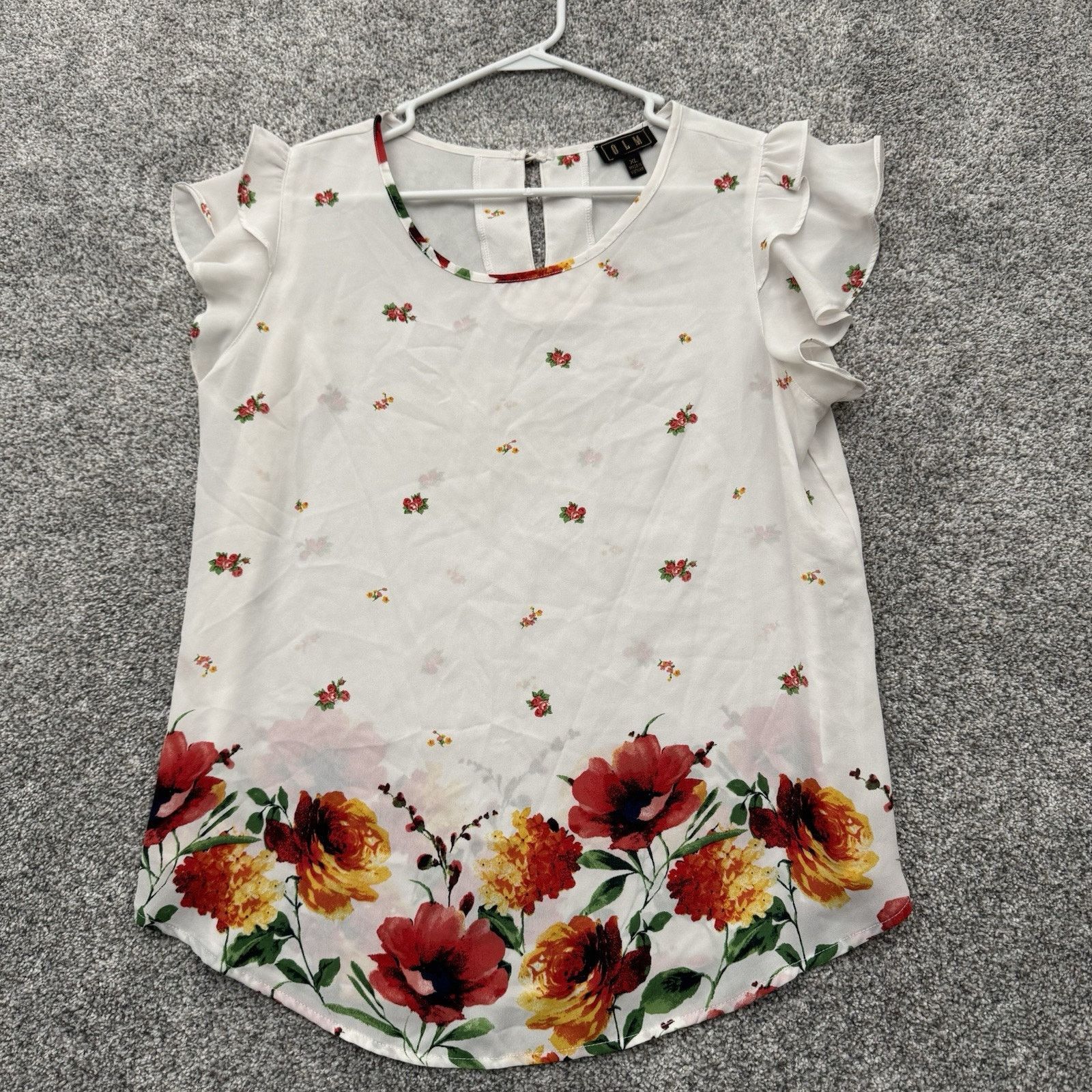 Other OLM Top Women XL Cottagecore Floral Ruffles Semi Sheer Boho Size XL / US 12-14 / IT 48-50 - 1 Thumbnail