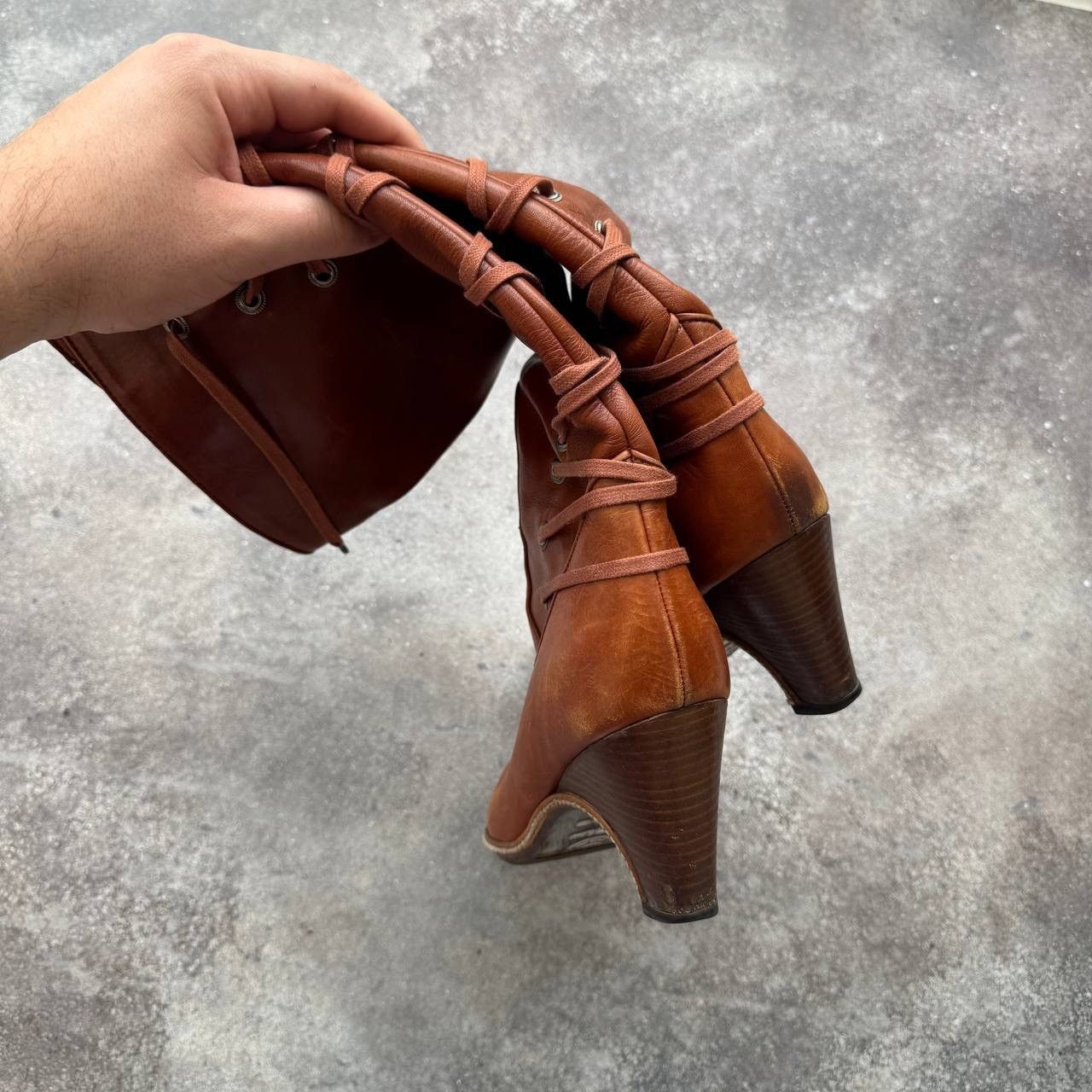 Dries Van Noten × Vintage Dries Van Noten Vero Cucio Vintage Leather Heel Boots Size US 7 / IT 37 - 16 Thumbnail