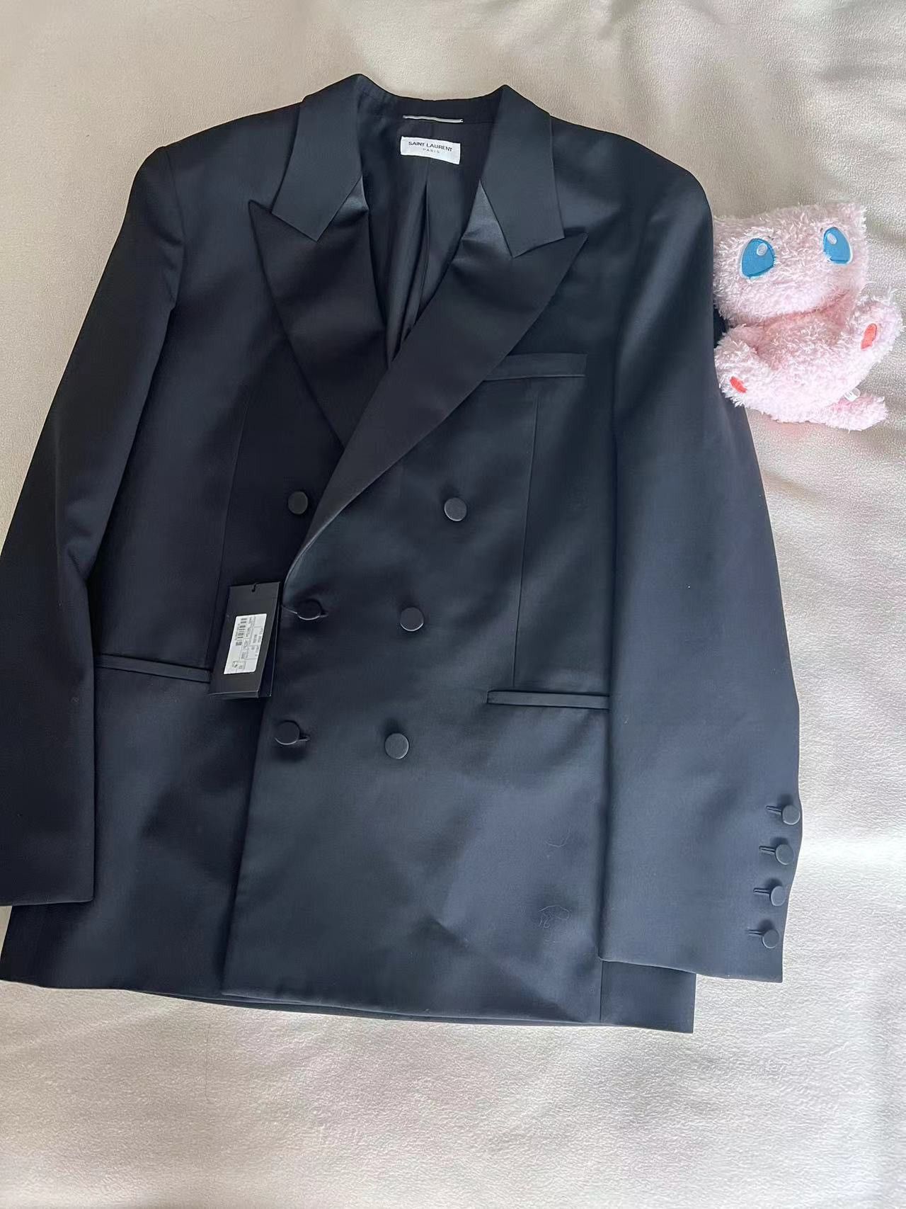 Saint Laurent Paris FW22 Satin Lapel Double-Breasted Jacket sz52 Size 52S - 1 Thumbnail