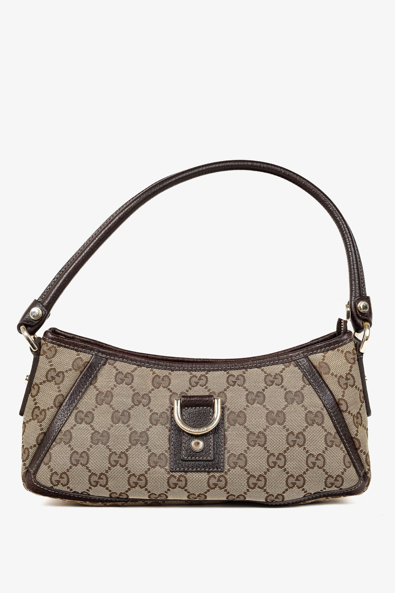 Gucci Brown Monogram D Ring Abbey Pochette Shoulder Bag, Women's