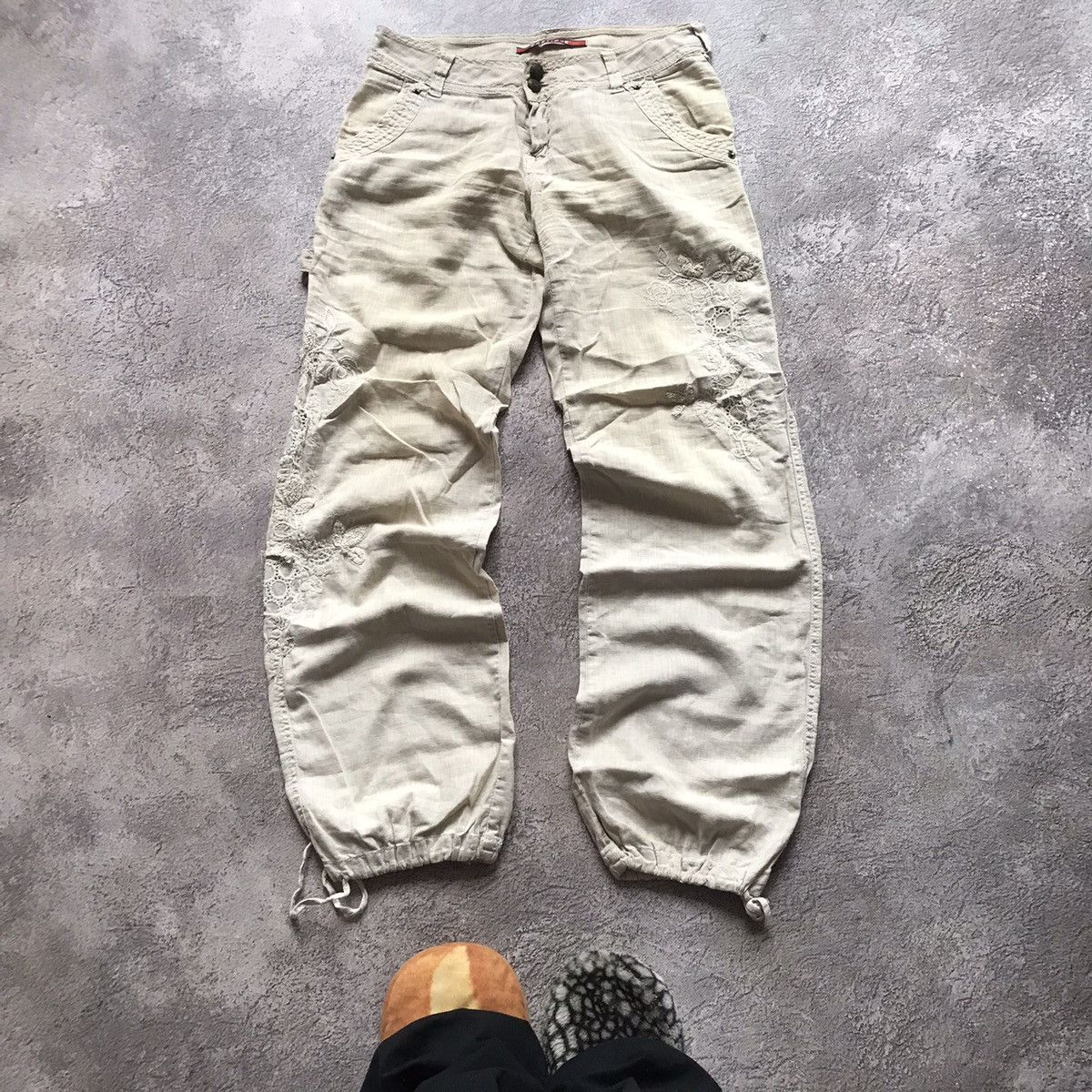 Vintage Vintage 90s Baggy Cargo Parachute Pants Streetwear Tan 29 Size 29" - 2 Thumbnail