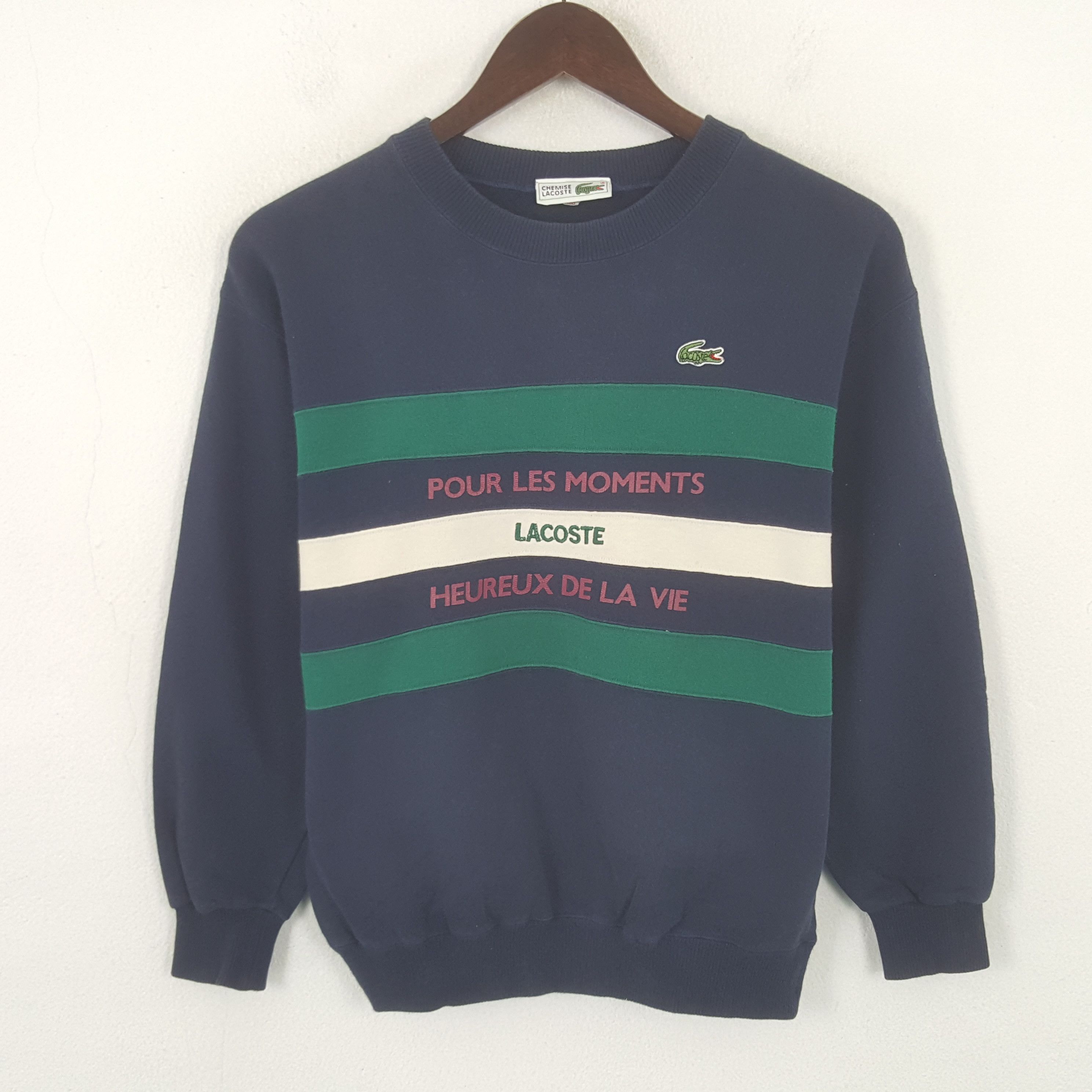 Lacoste Vintage Lacoste Striped Sweatshirt Size US S / EU 44-46 / 1 - 1 Thumbnail