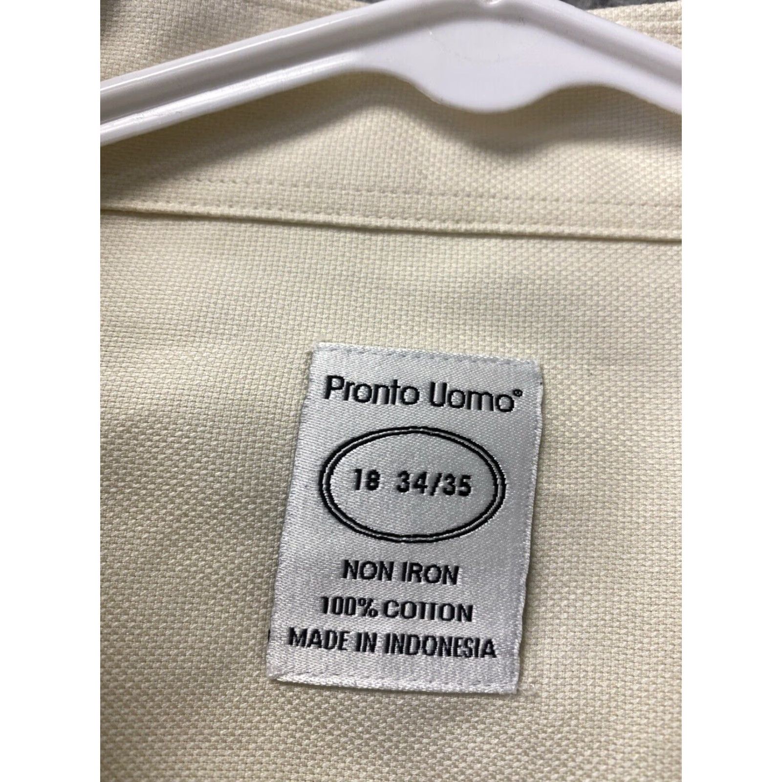 Pronto Uomo VINTAGE Pronto Uomo Dress Shirt Men Adult Long Sleeve 18 Yellow Non-Iron Slim Fit Size 48R - 4 Thumbnail
