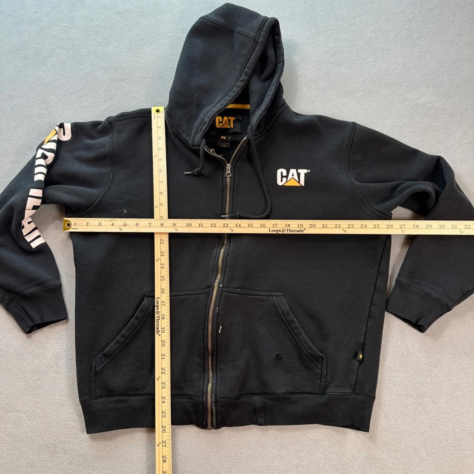 Caterpillar CAT Caterpillar Full Zip Hoodie Jacket Mens XL Black Work Size US XL / EU 56 / 4 - 2 Thumbnail