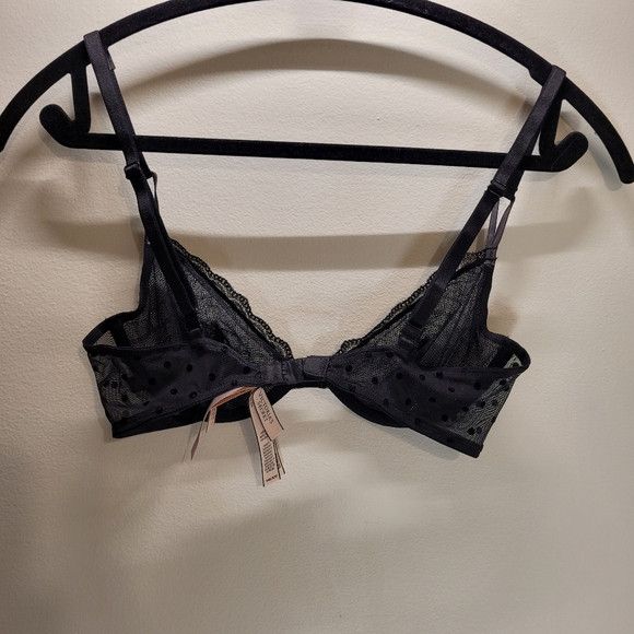 Victoria's Secret Victorias Secret Nwt Gold Black Lace Polka Dot Bra - 34b Size ONE SIZE - 2 Thumbnail