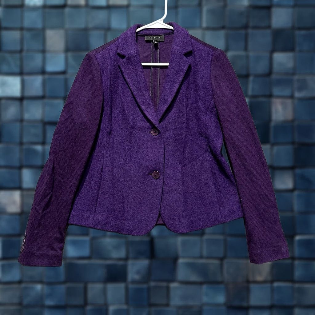 Talbots Talbots Blazer Jacket Womens 10 Purple Rayon Wool Blend 2 Button Notch EUC Size L / US 10 / IT 46 - 1 Thumbnail