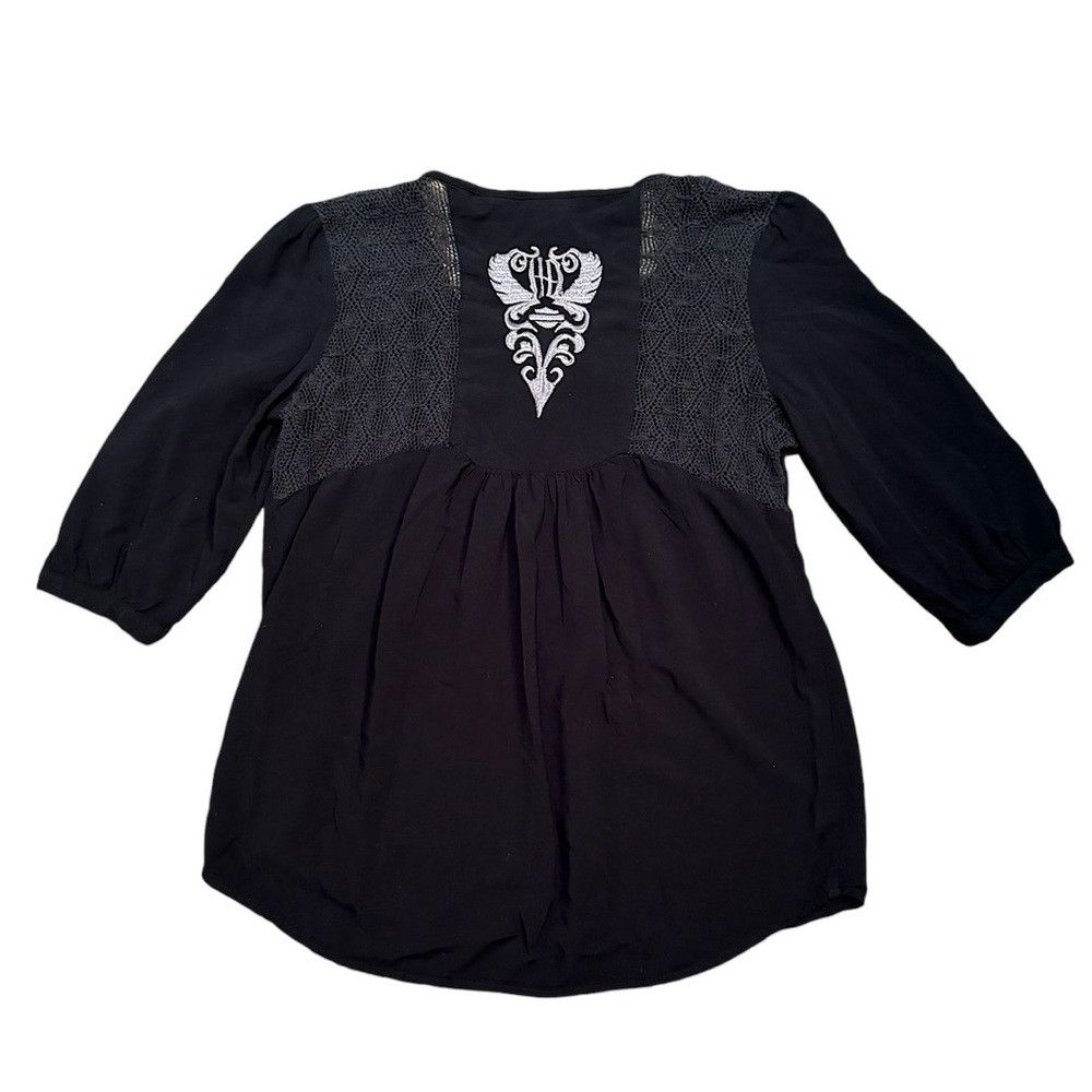 Harley Davidson Harley Davidson Moto S Black V Neck 3/4 Sleeve Blouse Biker Size S / US 4 / IT 40 - 2 Thumbnail