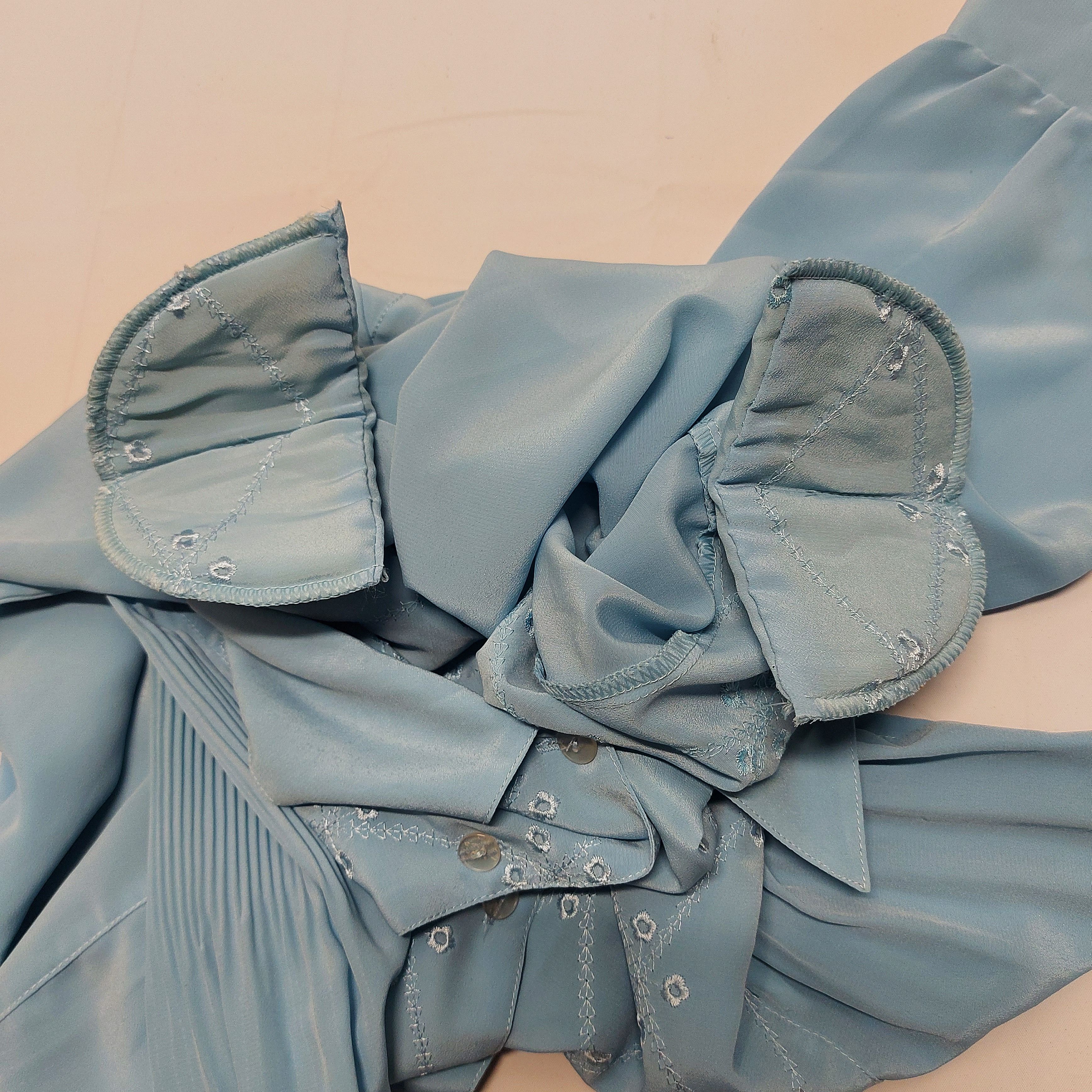 Vintage Vintage Blue Blouse Classic L Collard Long Sleeve Buttoned Size L / US 10 / IT 46 - 12 Thumbnail