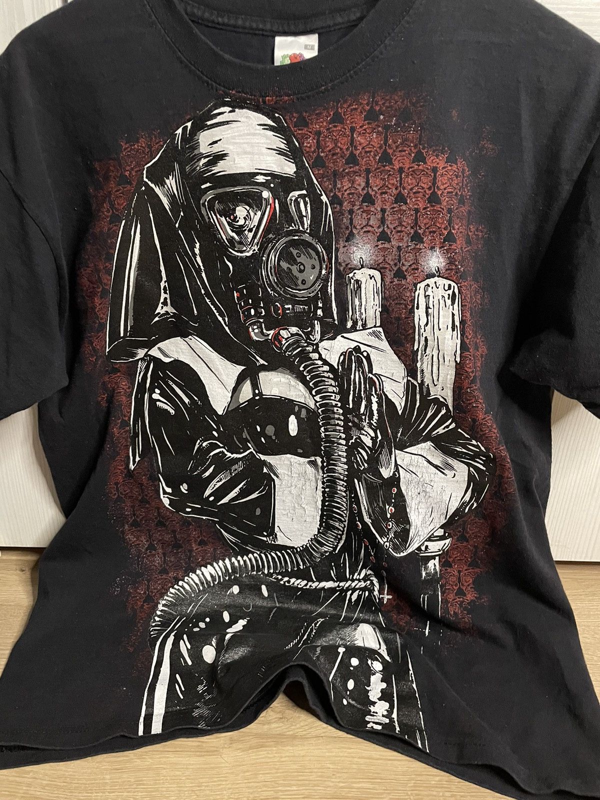Japanese Brand × Vintage ebola t shirt satan black metal nun mask ghotical Size US M / EU 48-50 / 2 - 2 Thumbnail