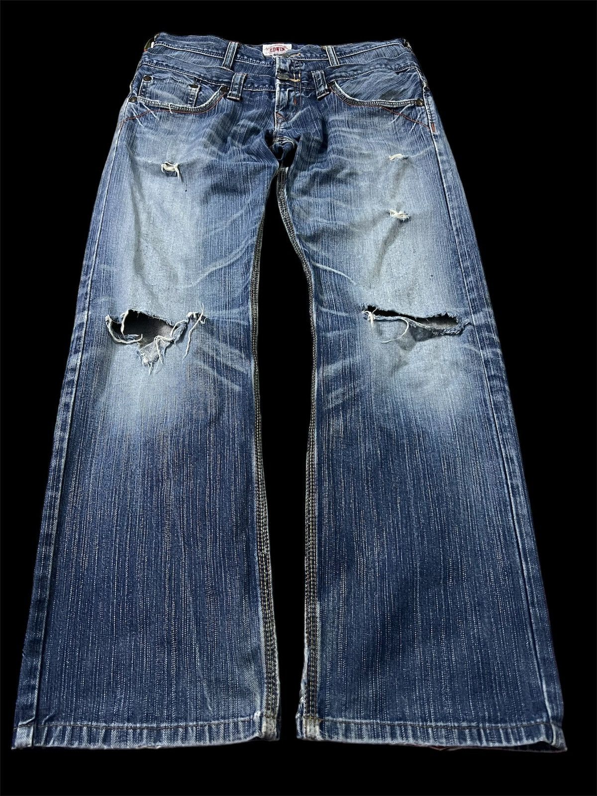 Edwin × If Six Was Nine VTG EDWIN DOUBLE WAIST DISTRESSED JEANS VERY RARE Size US 31 - 1 Thumbnail