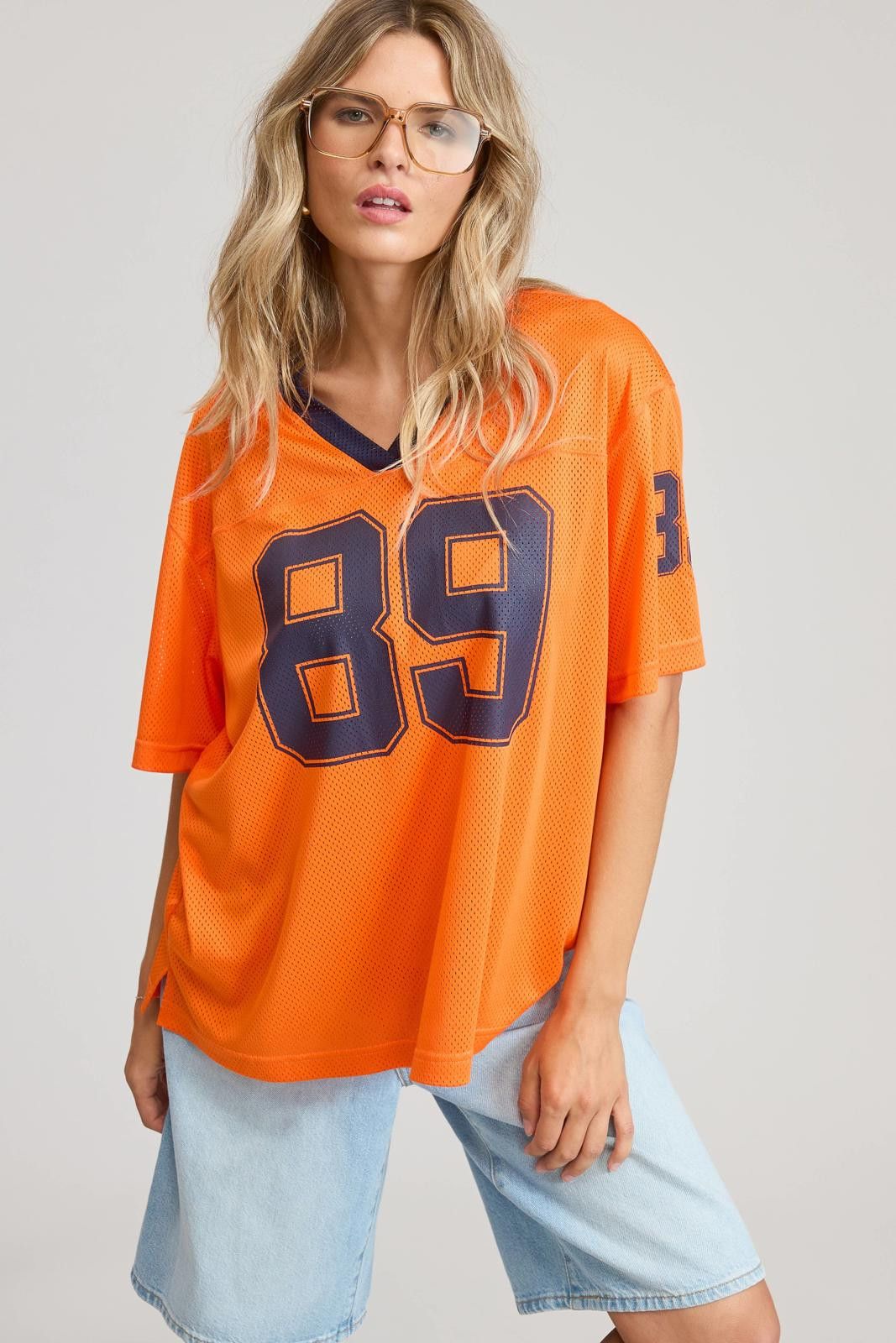 Other V Neck Sporty Jersey Shirt Top With Printed 89 Size S / US 4 / IT 40 - 1 Thumbnail
