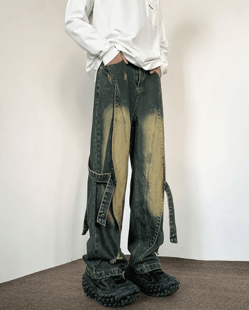 Japanese Brand × Jean Men's cool washed distressed loose straight cargo jeans Size US 32 / EU 48 - 1 Thumbnail