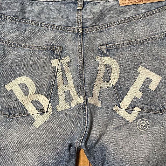 Bape BAPE LOGO Denim Pants a bathing ape NIGO ★size M Size US 32 / EU 48 - 3 Thumbnail