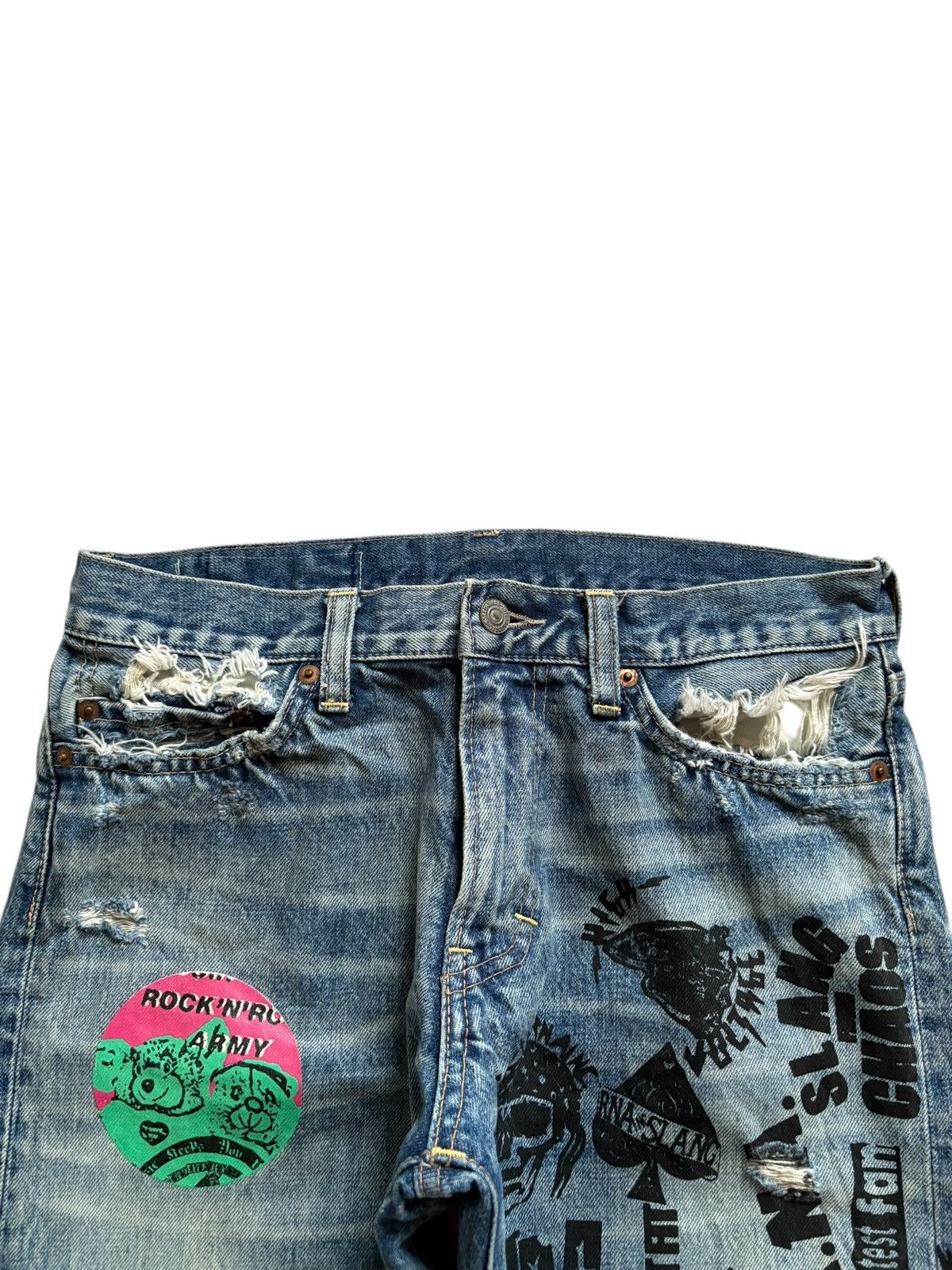 Japanese Brand Vintage Japanese Brand Printed Spell Out Ripped Jeans Size US 29 - 4 Thumbnail
