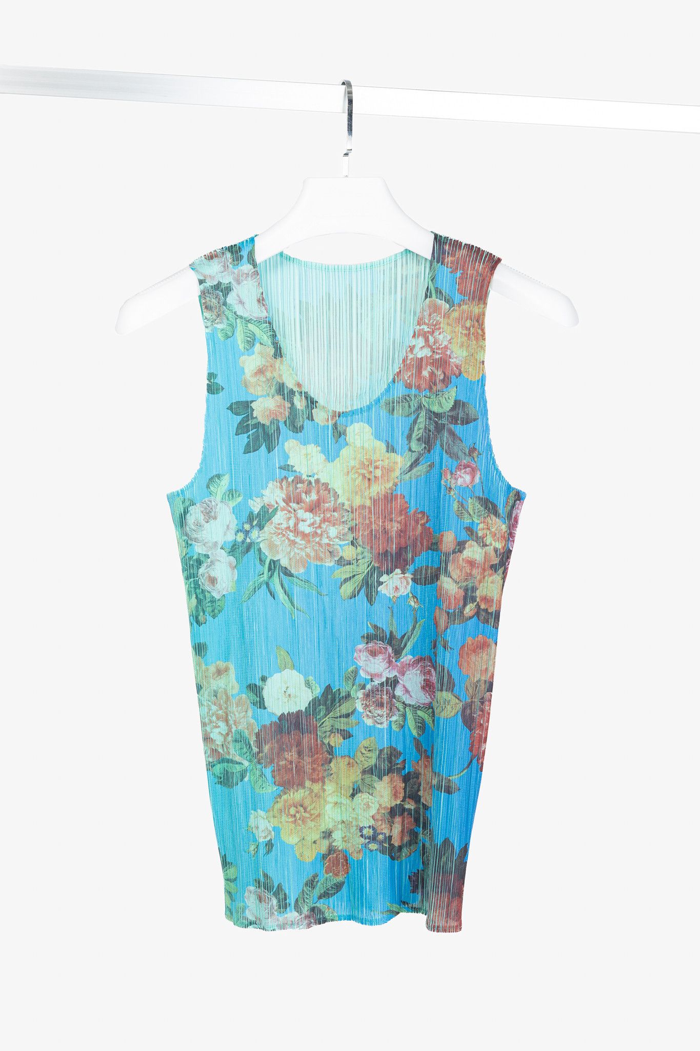 Pleats Please Issey Miyake Pleats Please Issey Miyake AW94 Blue Floral Tank Size L / US 10 / IT 46 - 1 Thumbnail