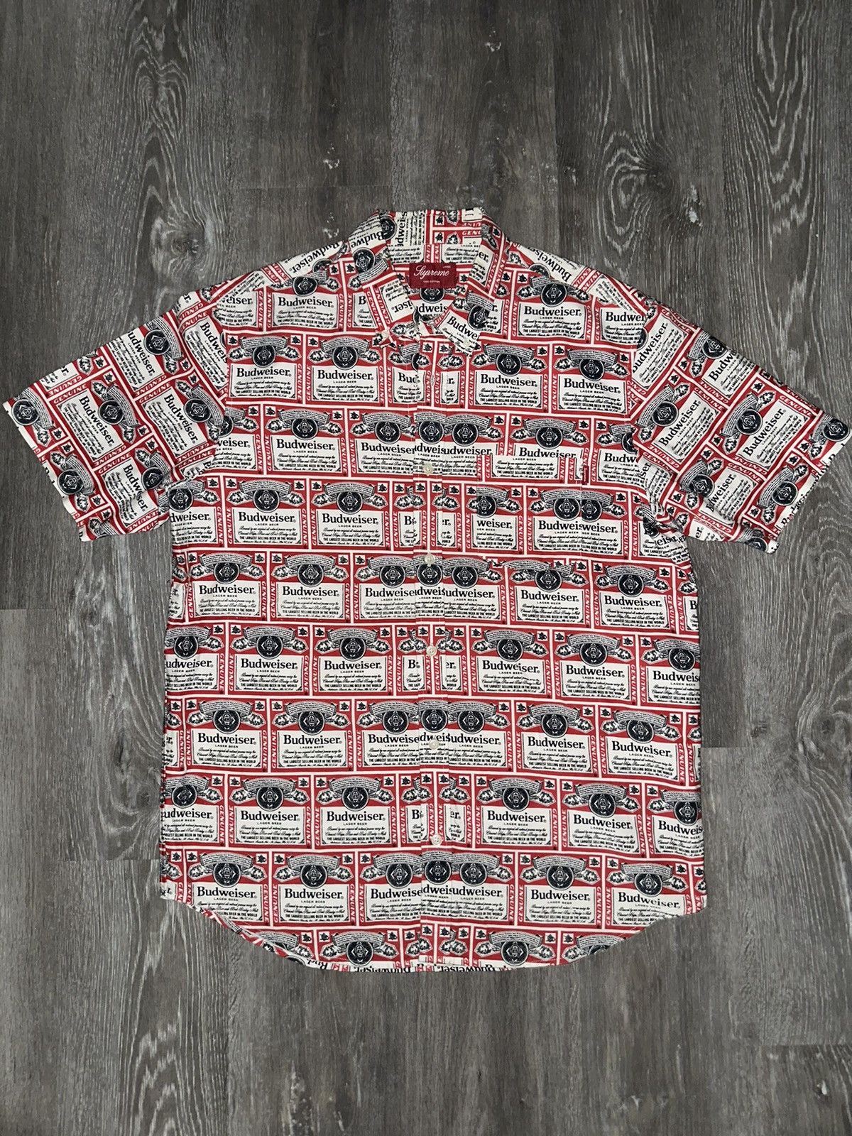 image of Budweiser Button Up Ss09 in Red, Men's (Size Large)