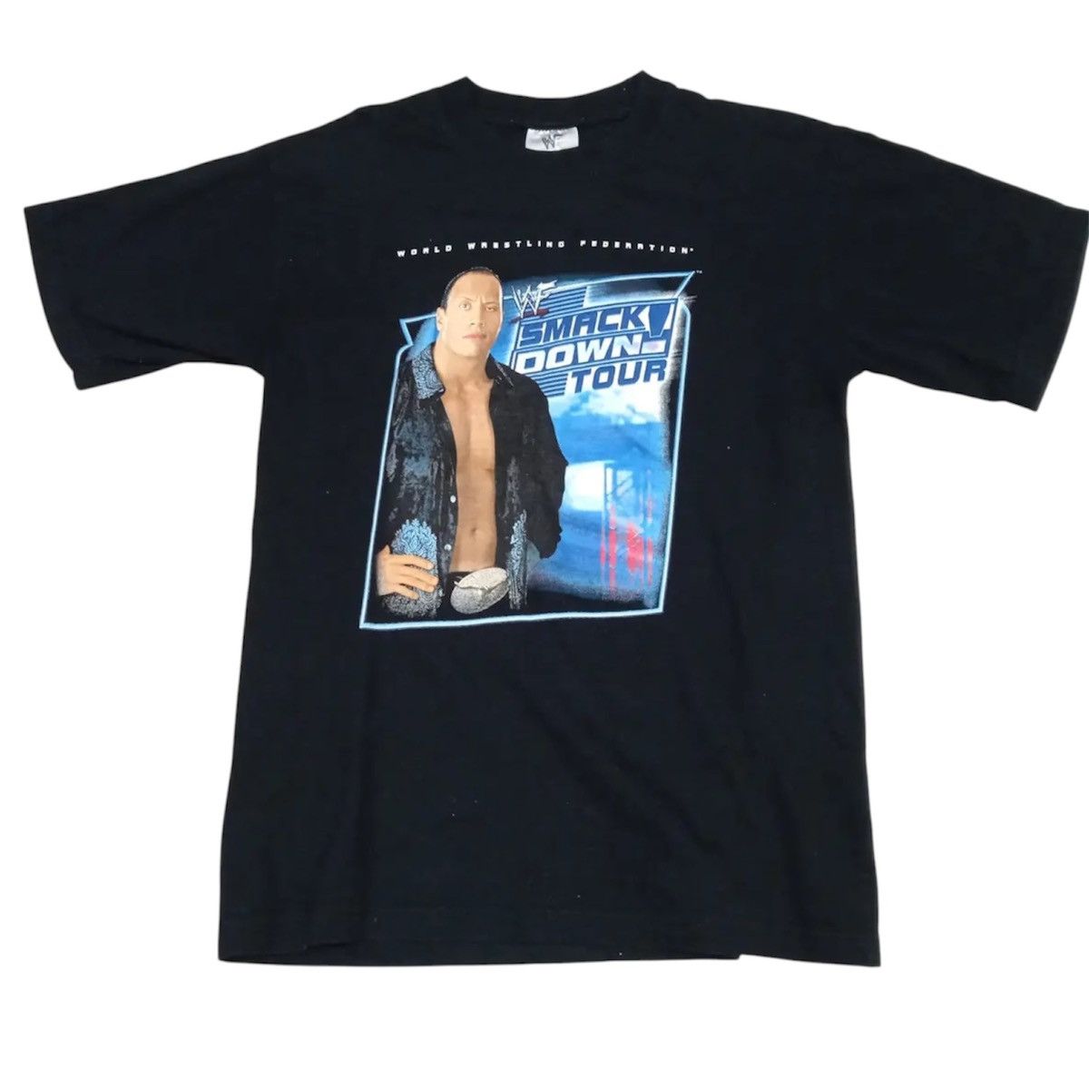 Vintage Vintage 00s WWF The Rock Asia Tour T Shirt Size US M / EU 48-50 / 2 - 1 Thumbnail