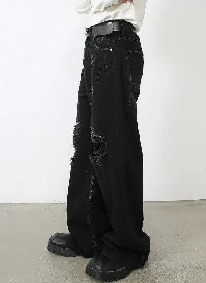 Japanese Brand Design Loose Hole Punk Baggy Style Jeans Pants y2k Size US 32 / EU 48 - 4 Thumbnail