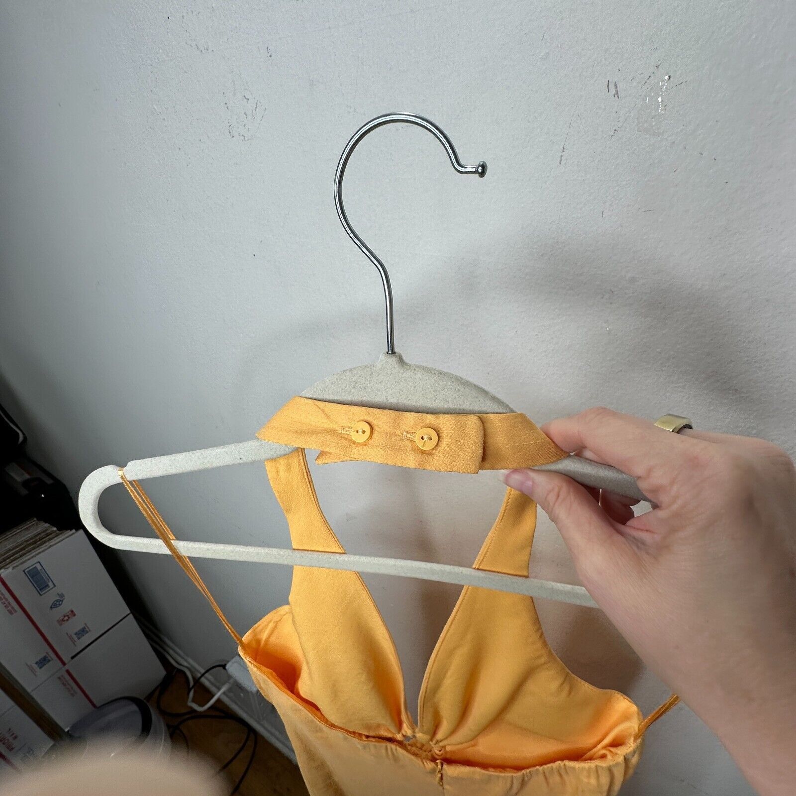 Zara Zara Yellow Halter V-Neck Dress O-Ring Cutout Open Back S Size S / US 4 / IT 40 - 8 Thumbnail