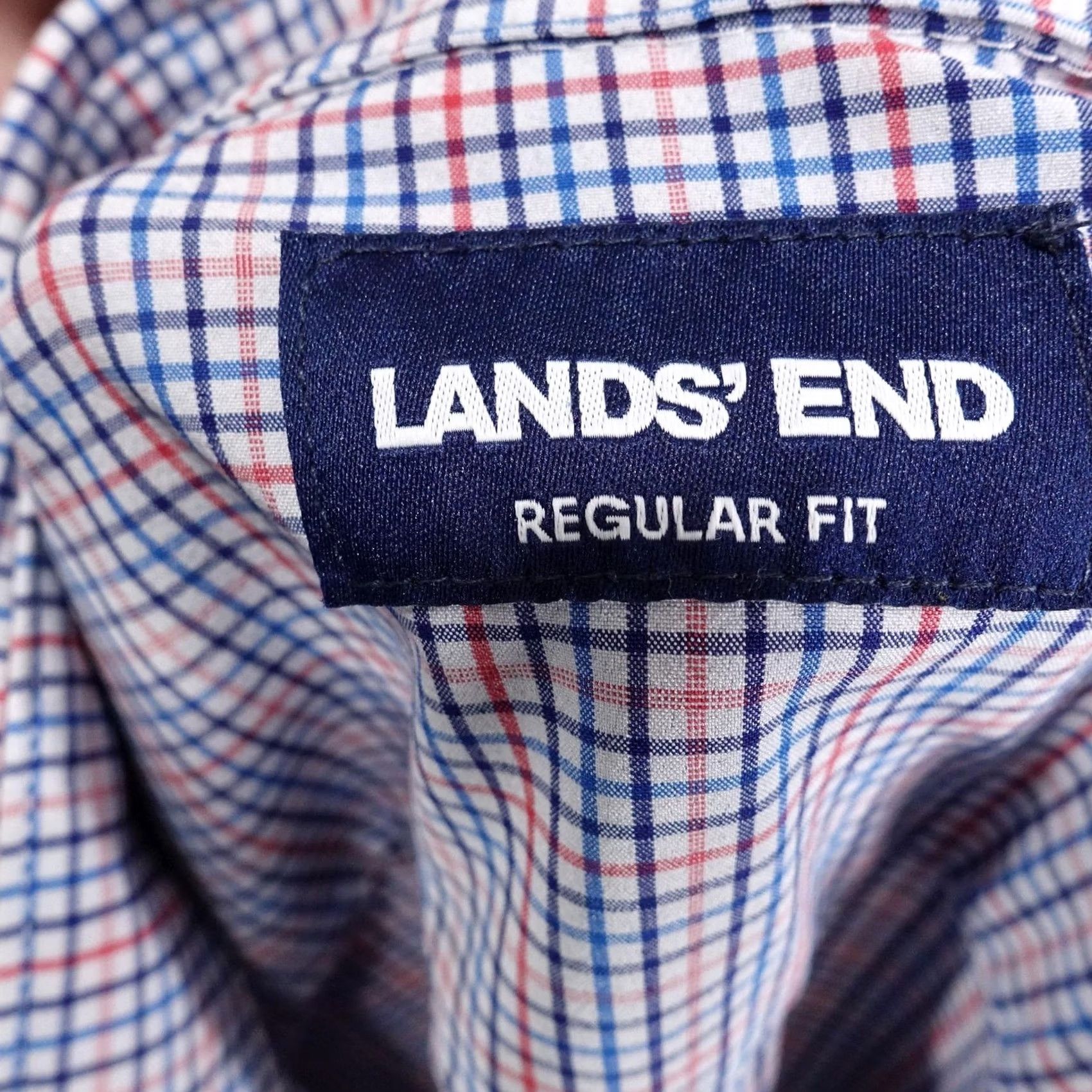 Lands' End Lands' End Dress Shirt Blue Check Regular Fit Long Sleeve Button Front 16-16.5 34/35 Mens Large MultiColor Casual Business Regular Mens Size 42R - 6 Thumbnail