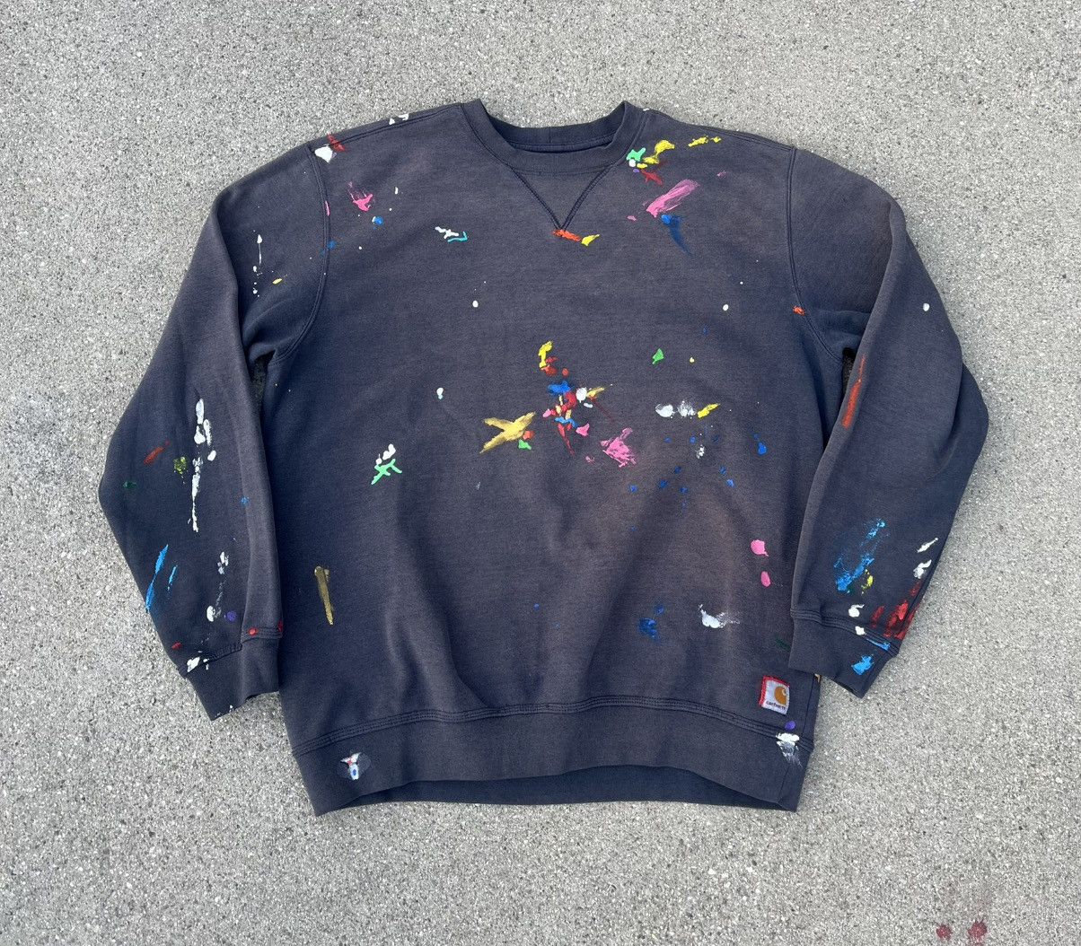 Custom Carhartt Crewneck Sweatshirt Sun Fade Distressed