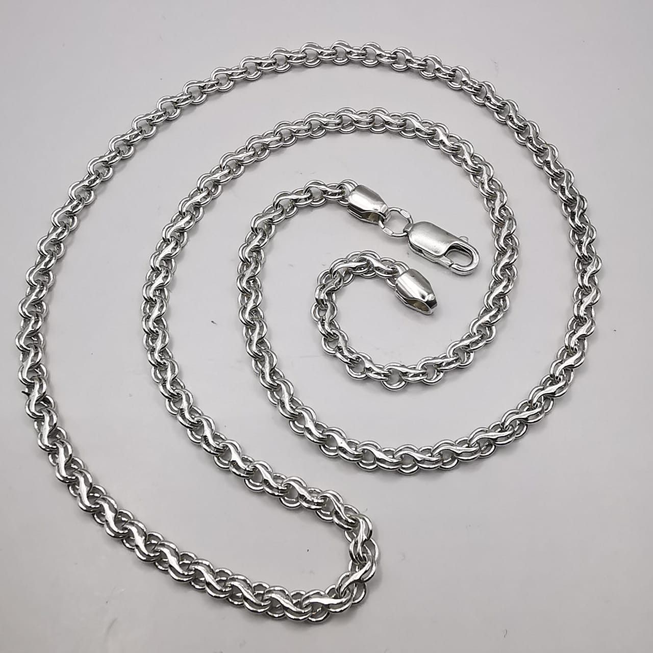 Sterling Silver Vintage Chain,925 Sterling Silver,Signed ,Handmade 19,26g Size ONE SIZE - 4 Thumbnail