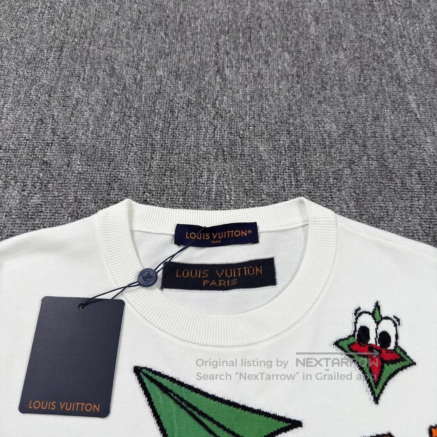 Louis Vuitton LV White Cartoon Airplane Logo Knit Tee. Size US M / EU 48-50 / 2 - 3 Thumbnail