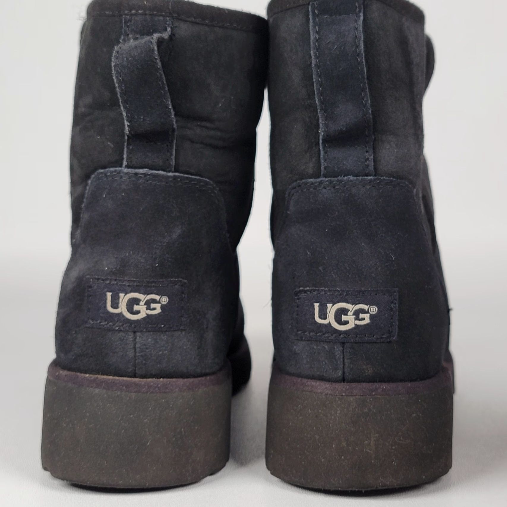 Ugg VINTAGE UGG Kristin Ankle Boots Black Suede 1012497 Women's Size 9.5/39.5 Leather Sheepskin Lining Slip-On Wedge Heel Size US 10 / IT 40 - 7 Thumbnail