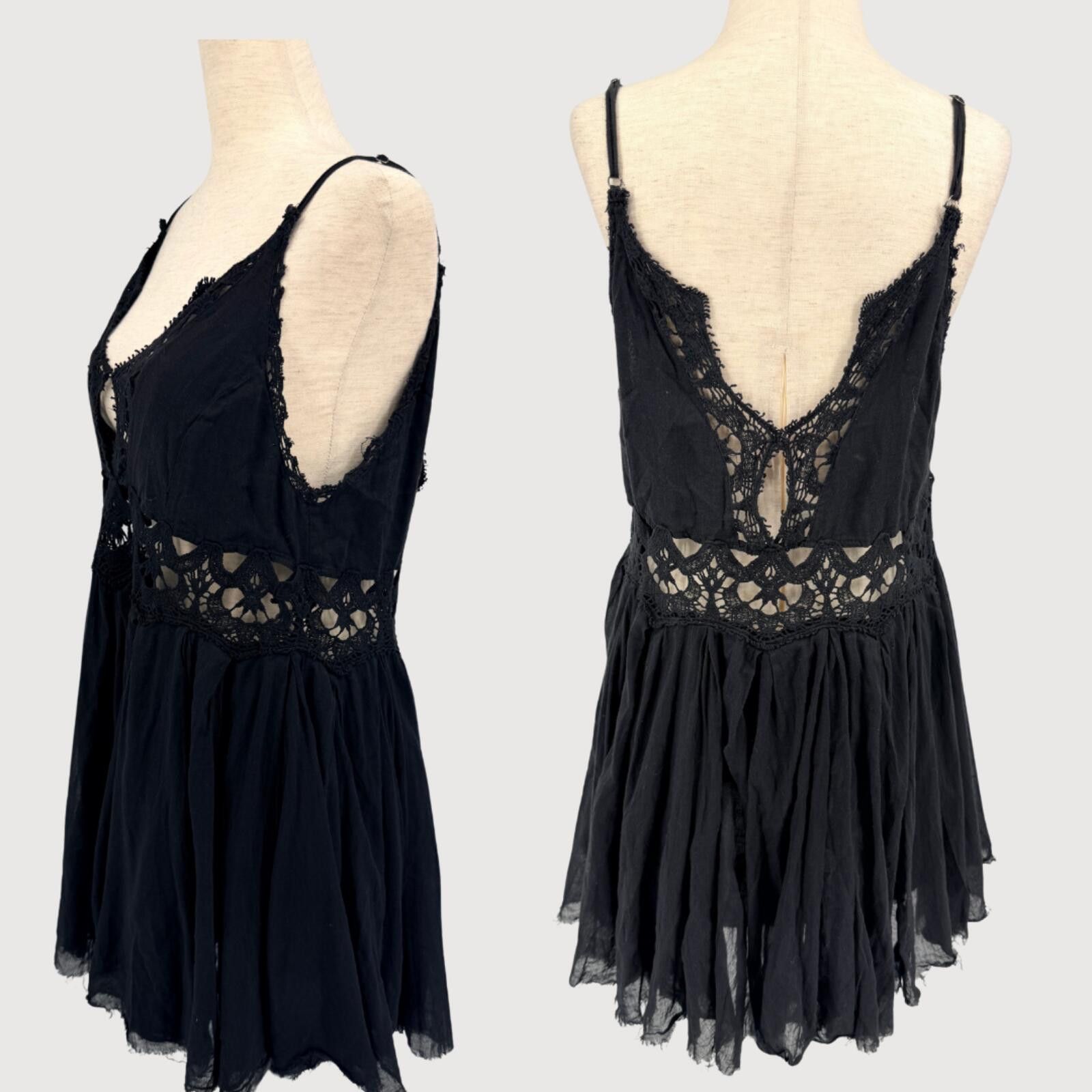 Free People Free People Ilektra Lace Slip Mini Dress Black Small XS/S Size XS / US 0-2 / IT 36-38 - 3 Thumbnail