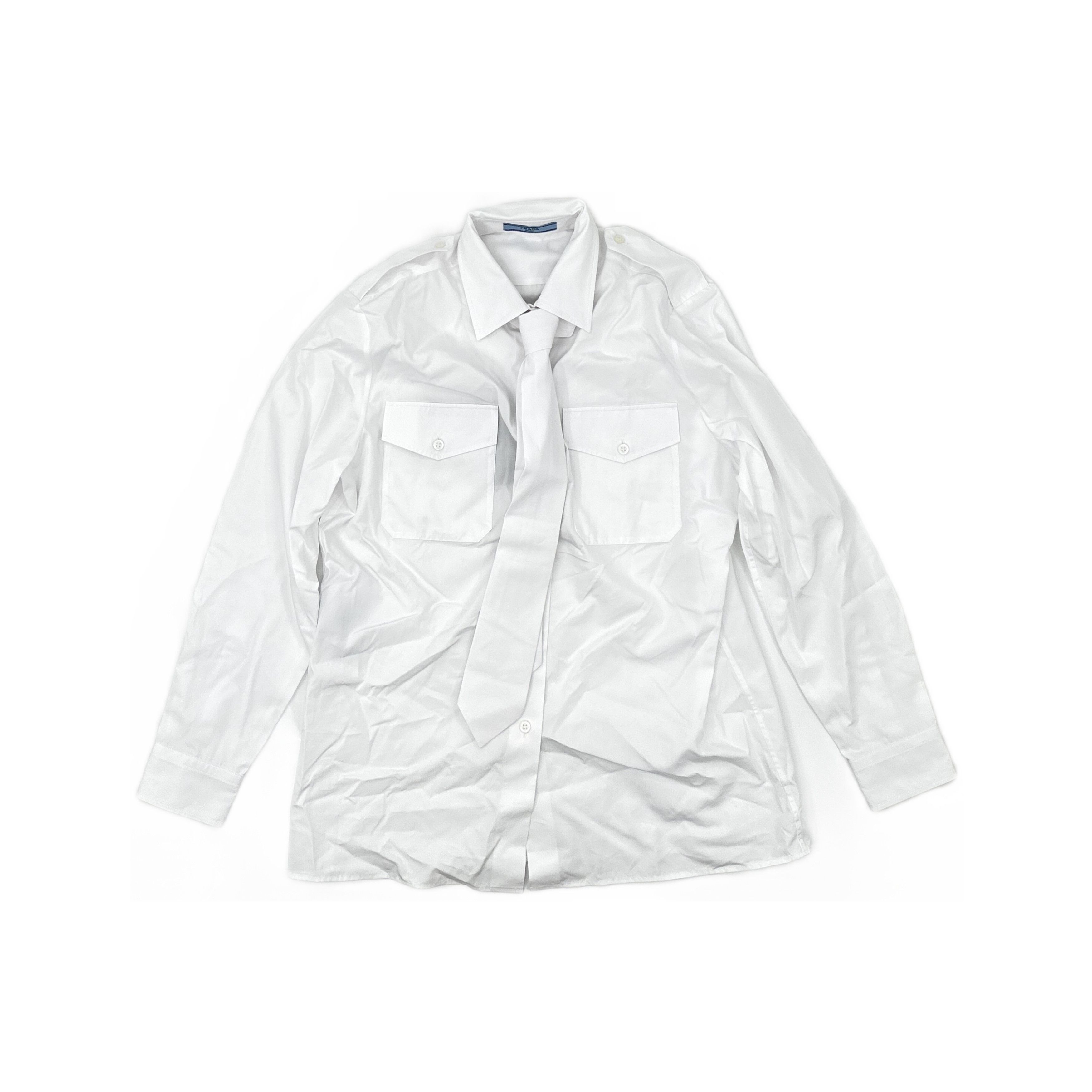 Prada Prada White Poplin Pocket Shirt Size M Size US XXS / EU 40 - 1 Thumbnail