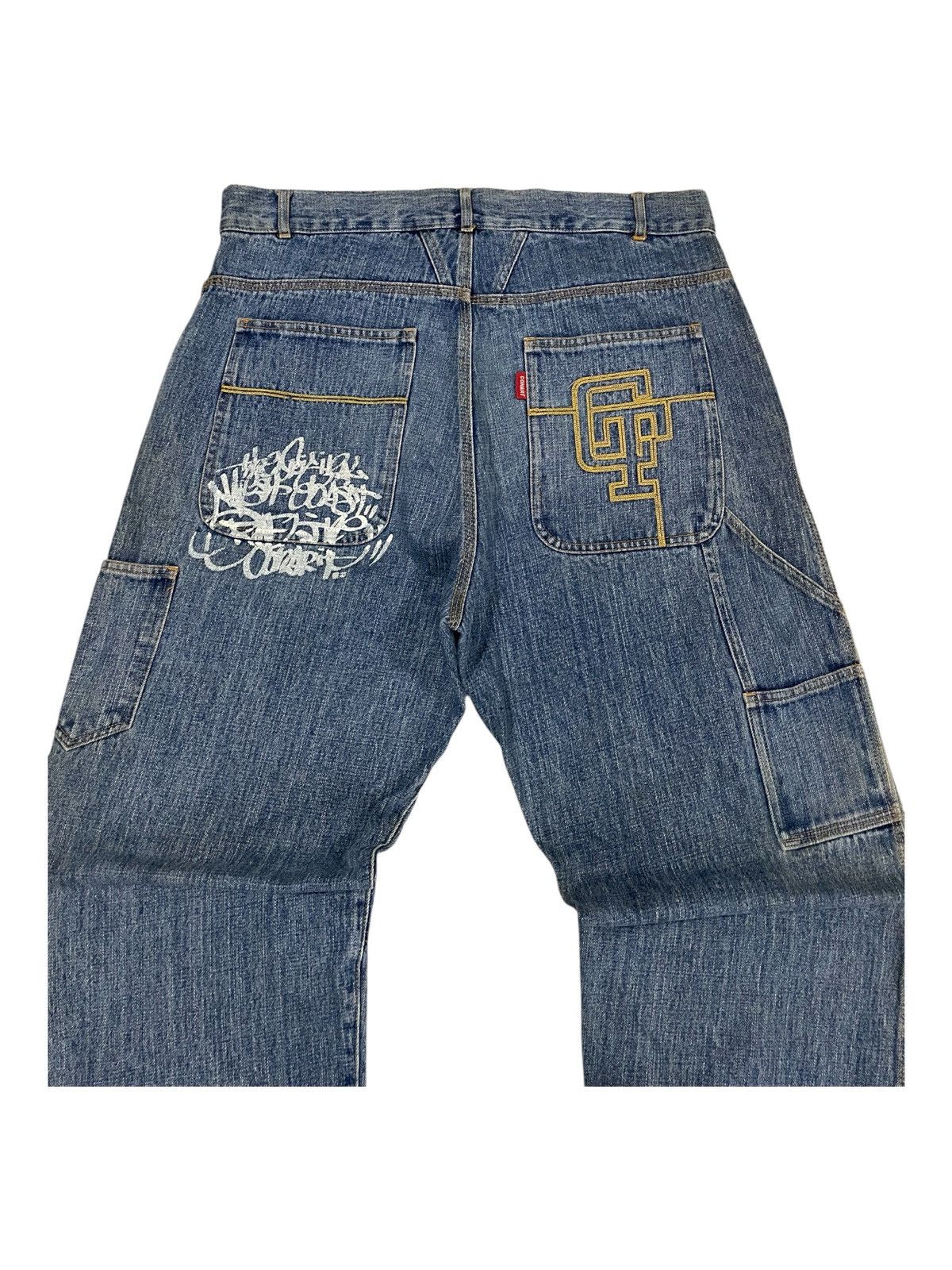 Art Comes First × JNCO × Rap Tees Y2K Conart Clothing Embroidery Pocket Baggy Carpenter Jeans Size US 34 / EU 50 - 2 Thumbnail