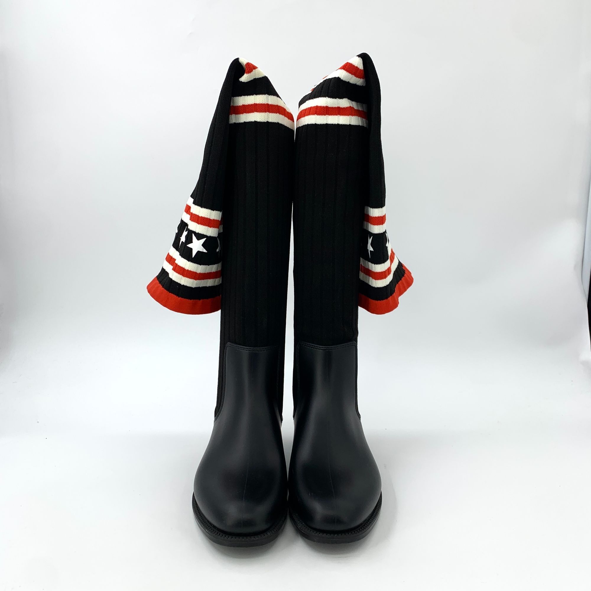 Givenchy Givenchy Black Star Stripe Knit Over-the-Knee Boots (Size 37 Size US 7 / IT 37 - 3 Thumbnail