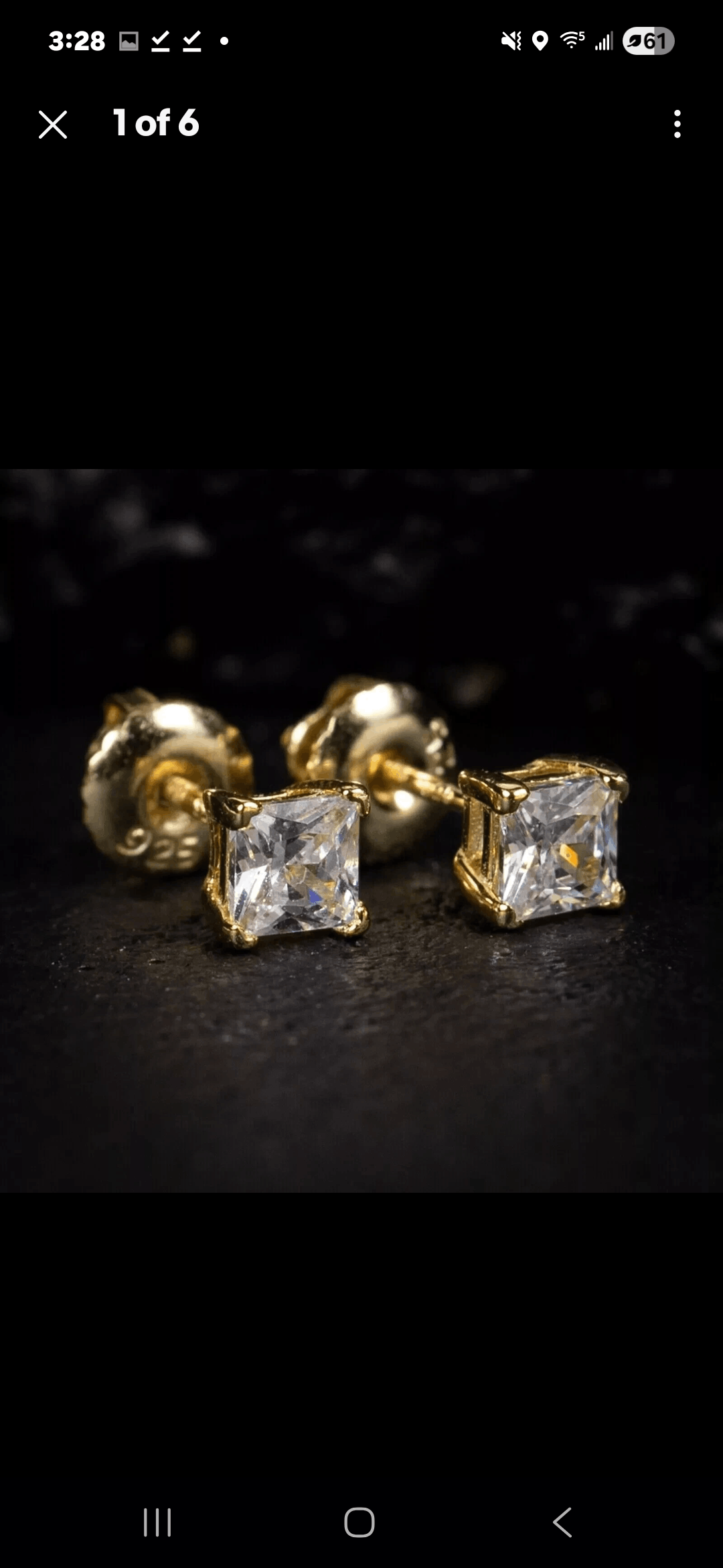 Other 1Ct Princess Cut Lab-Created Diammen's Stud Earring Size ONE SIZE - 3 Thumbnail