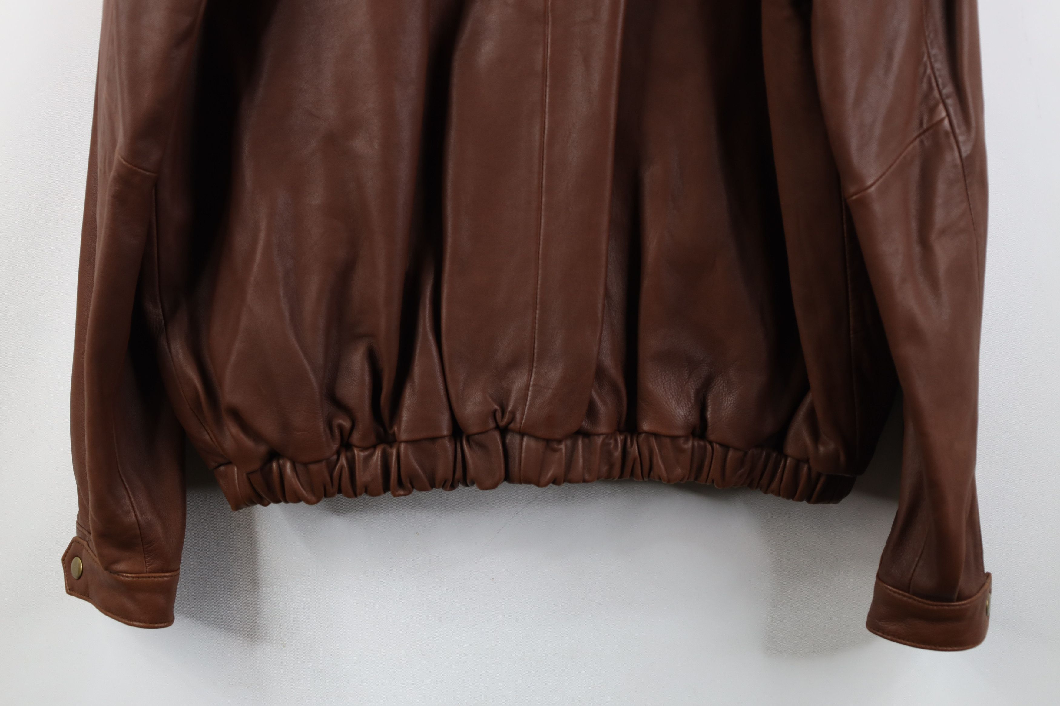 Vintage Vintage 90s Y2K Streetwear Leather Cafe Bomber Jacket Brown Size US M / EU 48-50 / 2 - 16 Thumbnail