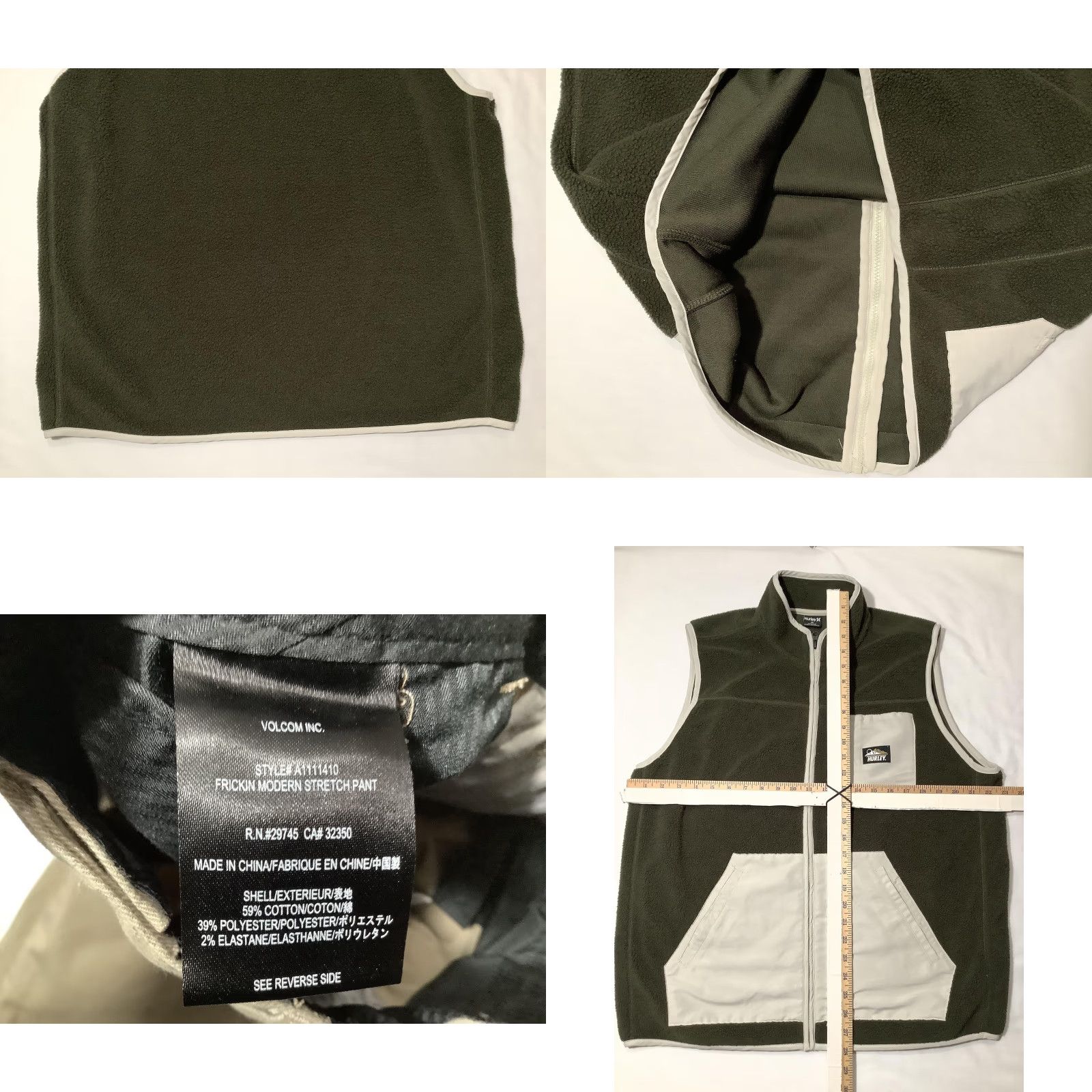 Hurley VINTAGE Hurley Vest Mens Medium Green Fleece Zip Up Sleeveless Pockets Casual Outdoor Size US M / EU 48-50 / 2 - 8 Thumbnail