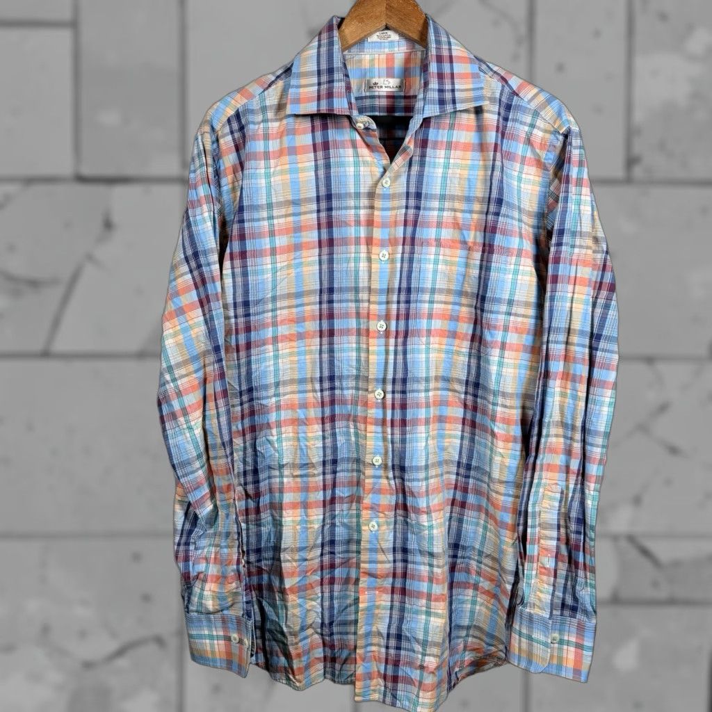 Peter Millar PETER MILLAR Cotton Plaid Button-Up Shirt Long Sleeve Men's Size L Multicolor Size US L / EU 52-54 / 3 - 1 Thumbnail