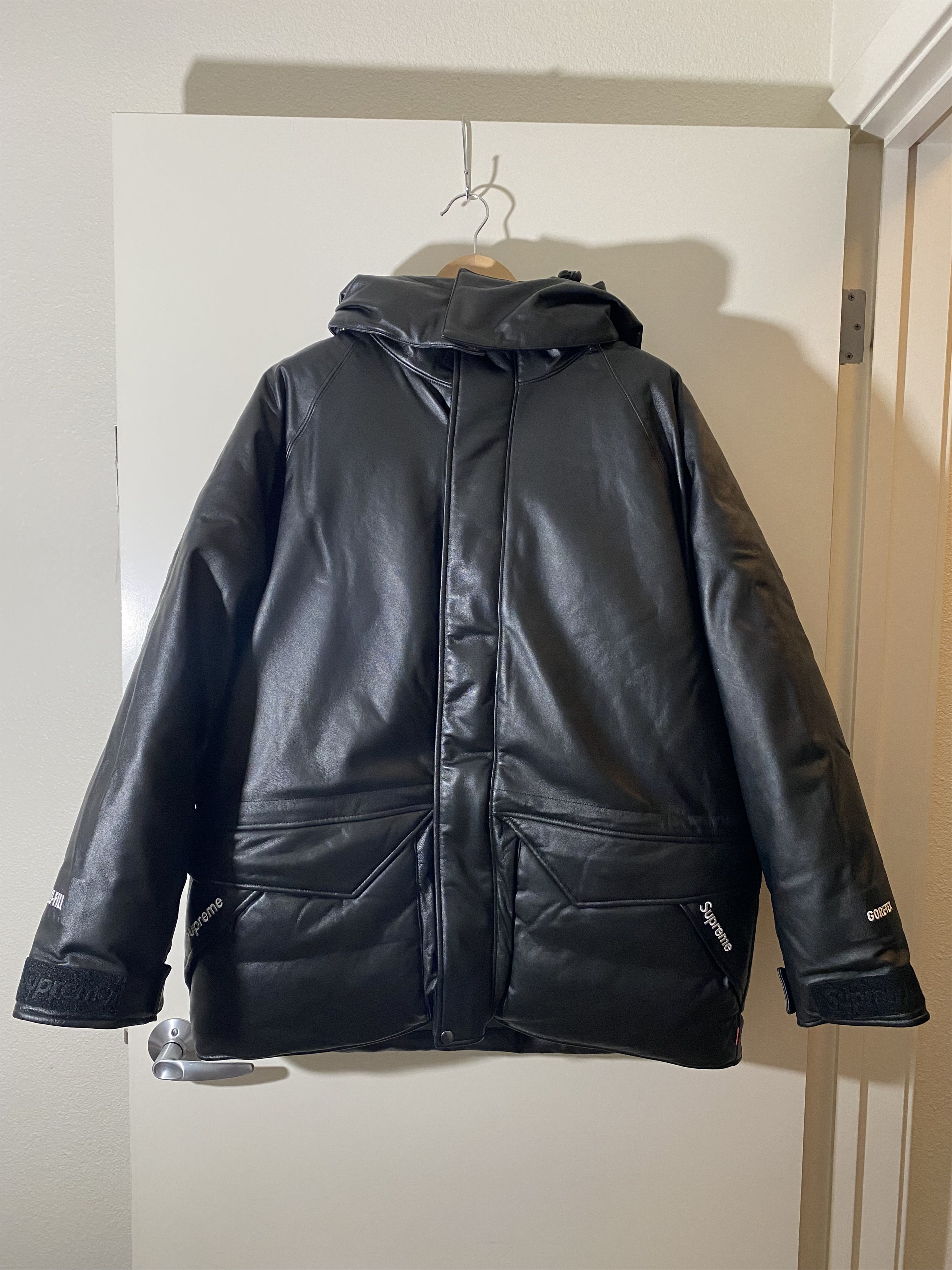 Supreme Leather Down Jacket | Grailed