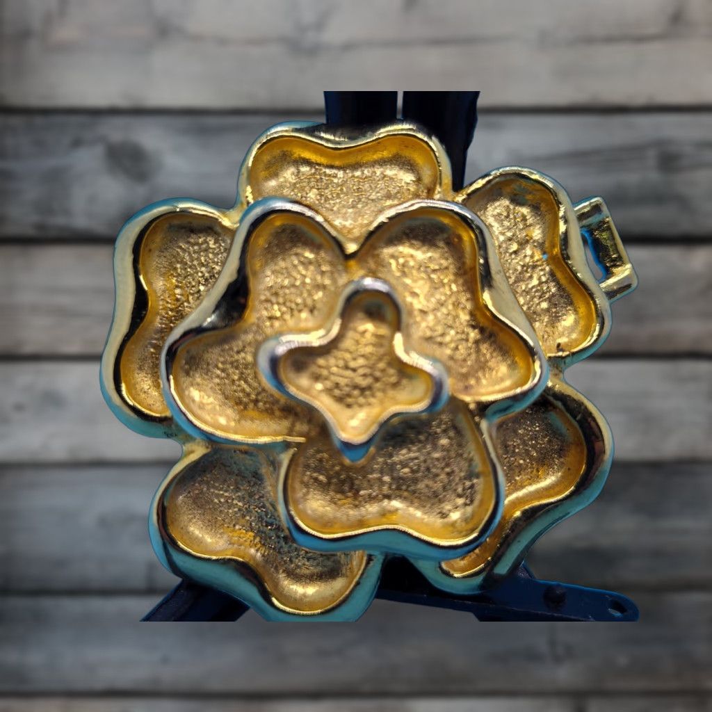 VINTAGE Mimi Di N 1986 Flower Gold Tone Belt Buckle Women’s Metallic 2