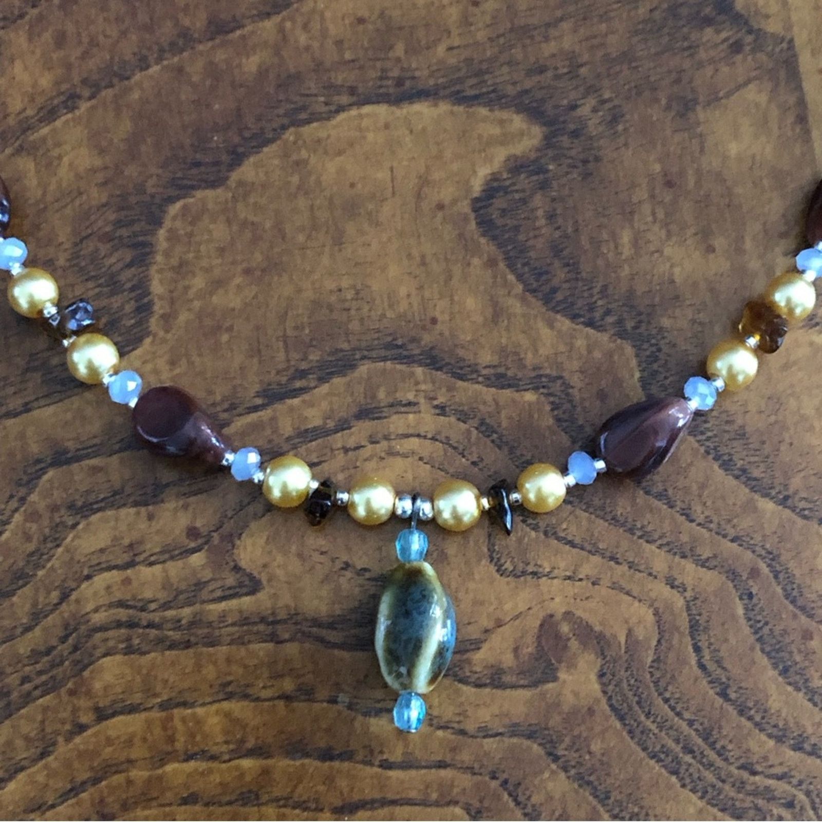 Handmade Handcrafted repurpose Czech glass pearl beaded necklace Size ONE SIZE - 7 Thumbnail